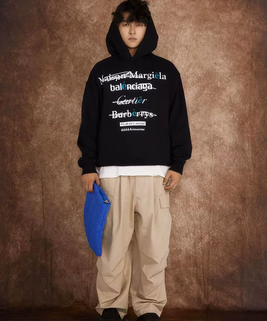 eeeeArtmonster创意"恶搞"标语美式连帽卫衣男女高街ins情侣帽衫