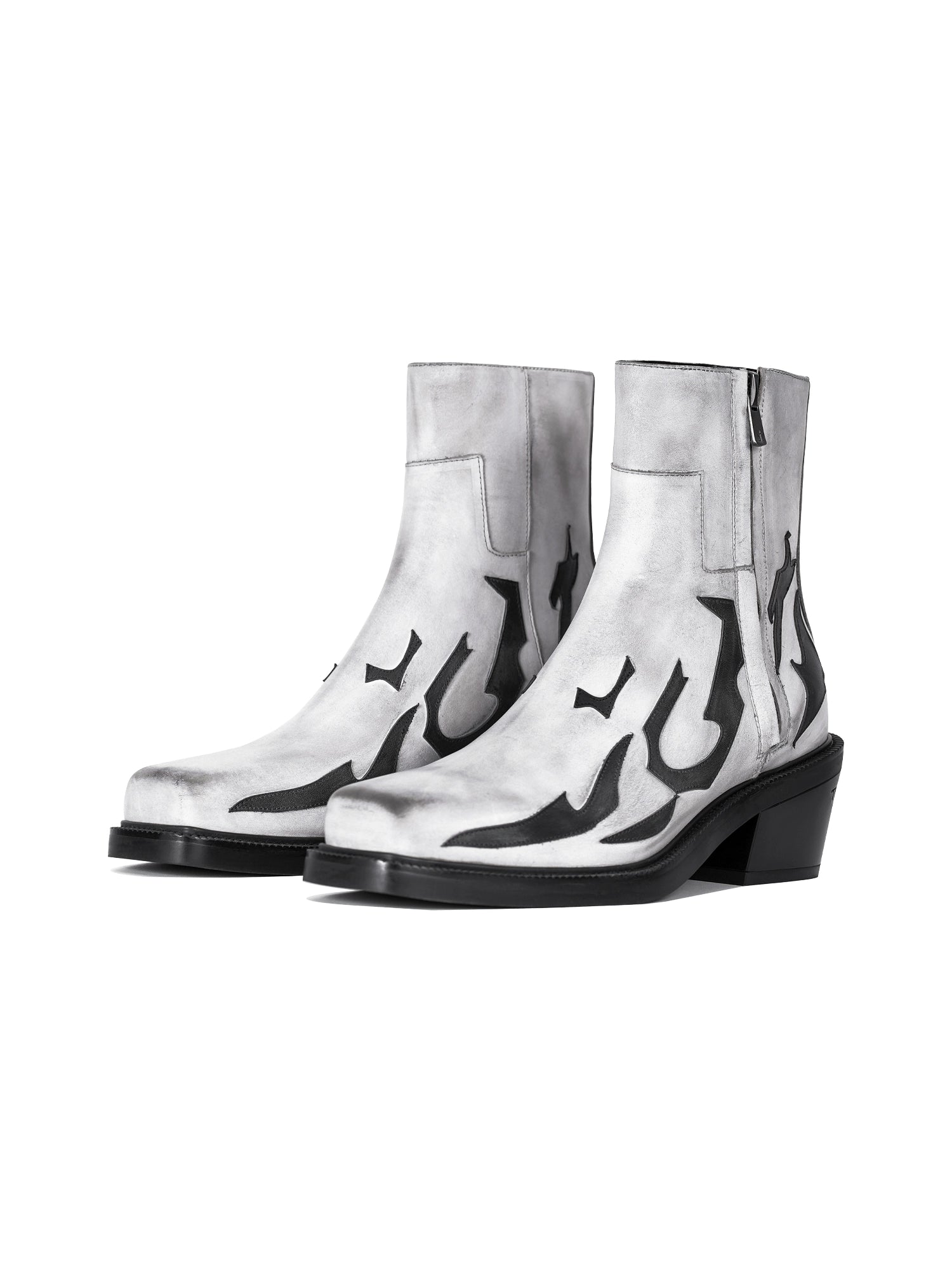 檀健次明星同款三色火焰切尔西长筒靴增高真皮皮鞋TERRAINCOGNITA