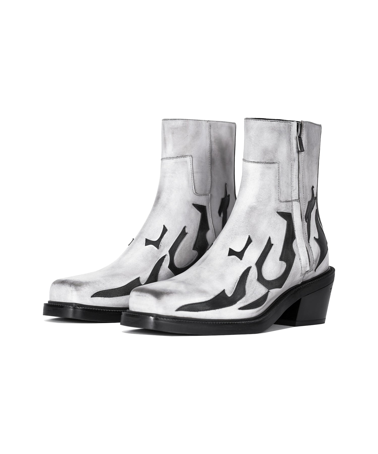 檀健次明星同款三色火焰切尔西长筒靴增高真皮皮鞋TERRAINCOGNITA