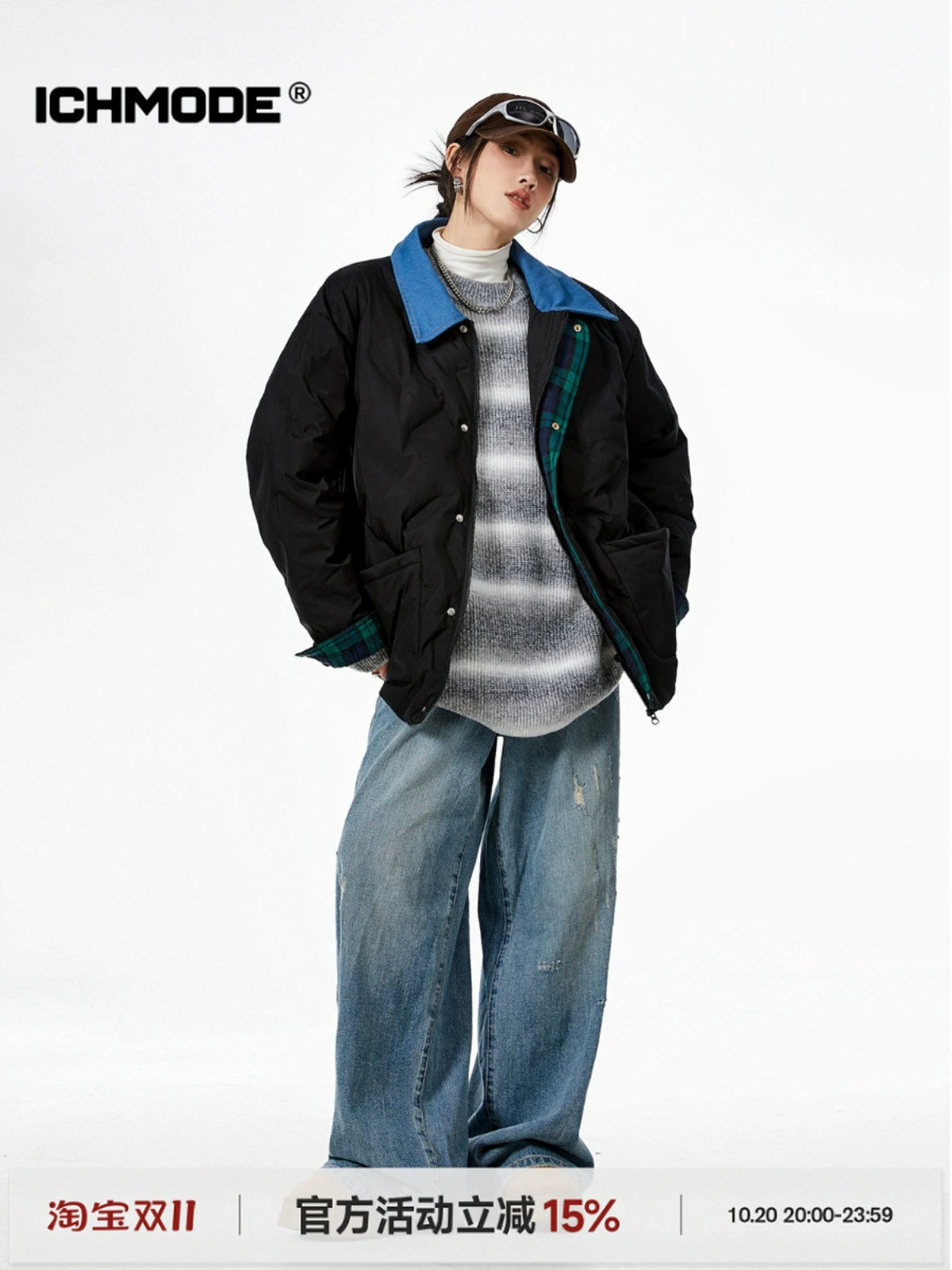 ICH MODE 美式复古棉服夹棉外套女款秋冬季轻薄棉衣棉袄夹克新款