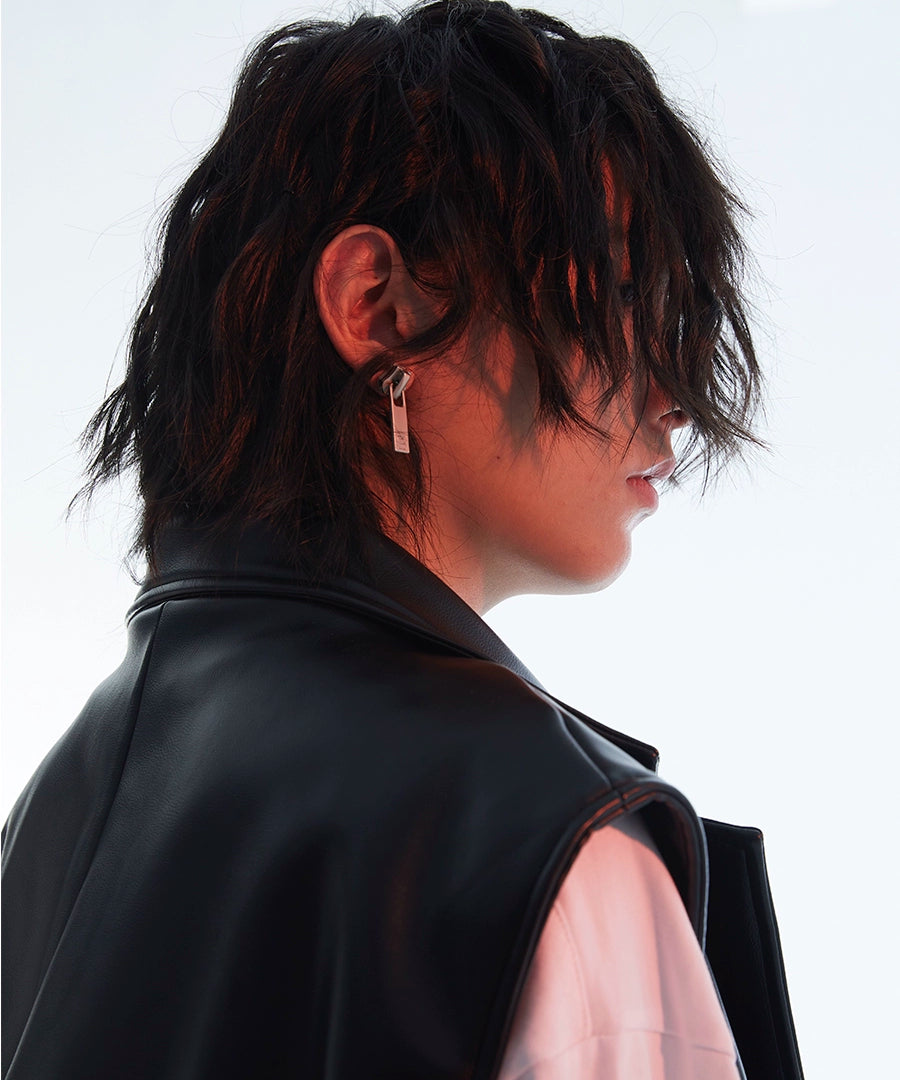 潮WOO专属TERRAINCOGNITA925银拉链设计耳钉情侣耳夹百搭日常造型