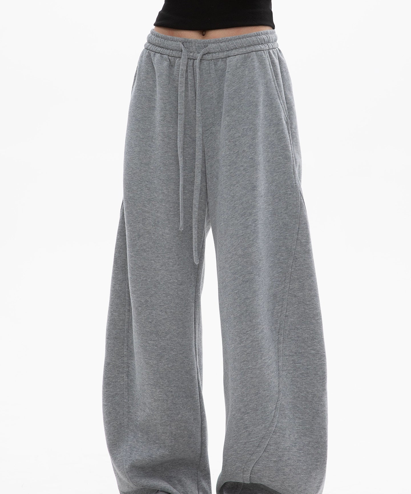 ICH MODE 美式加绒休闲裤女秋冬新款运动卫裤宽松直筒百搭阔腿裤