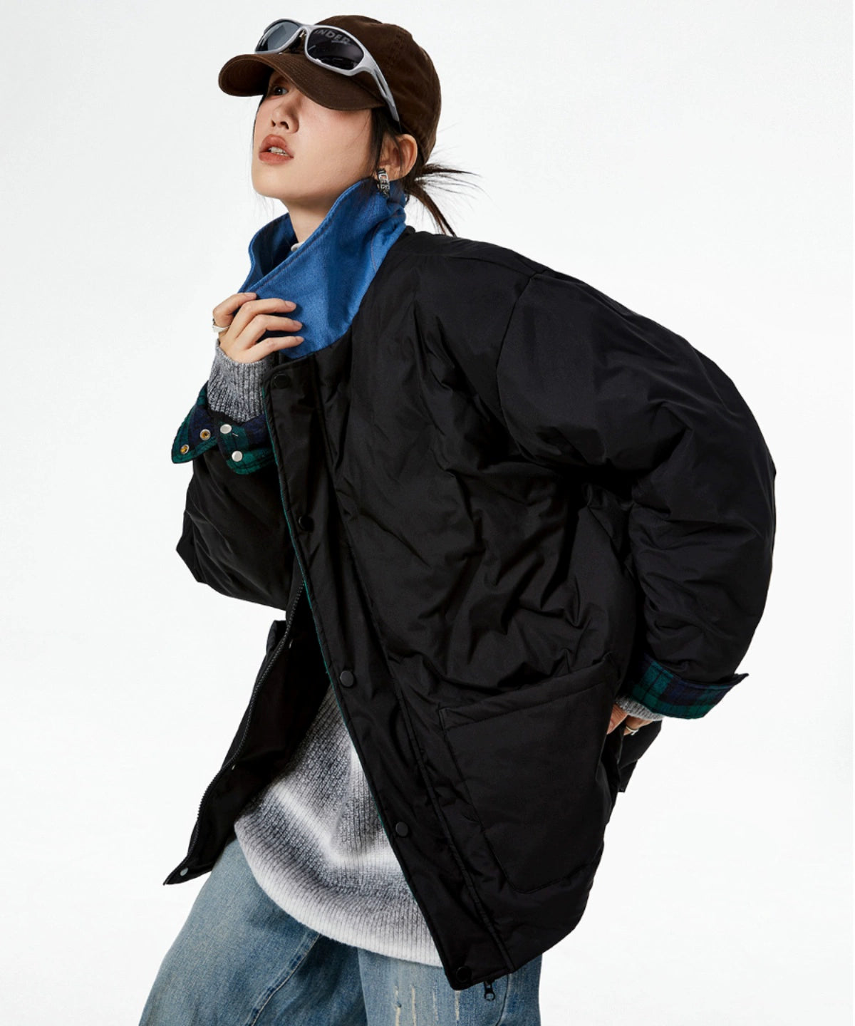 ICH MODE 美式复古棉服夹棉外套女款秋冬季轻薄棉衣棉袄夹克新款