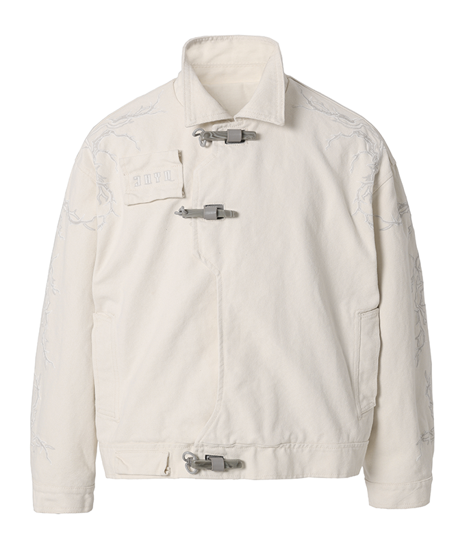 【丞磊同款】JHYQ荆棘新国风重磅机车夹克男潮牌荆棘绣棒球服外套