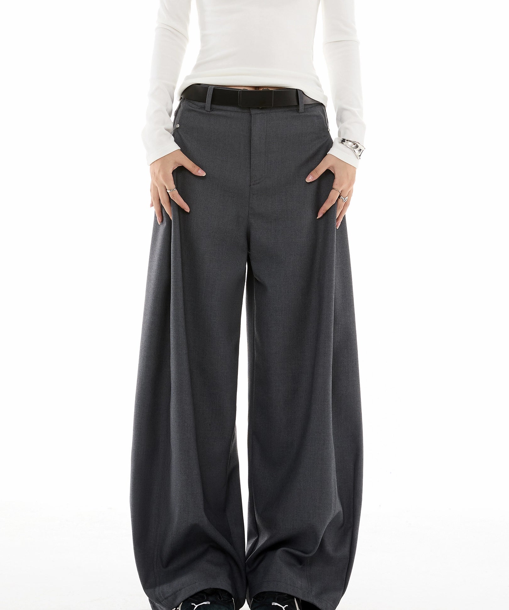 ICH MODE 美式复古宽松直筒休闲裤女新款阔腿裤百搭运动裤西装裤