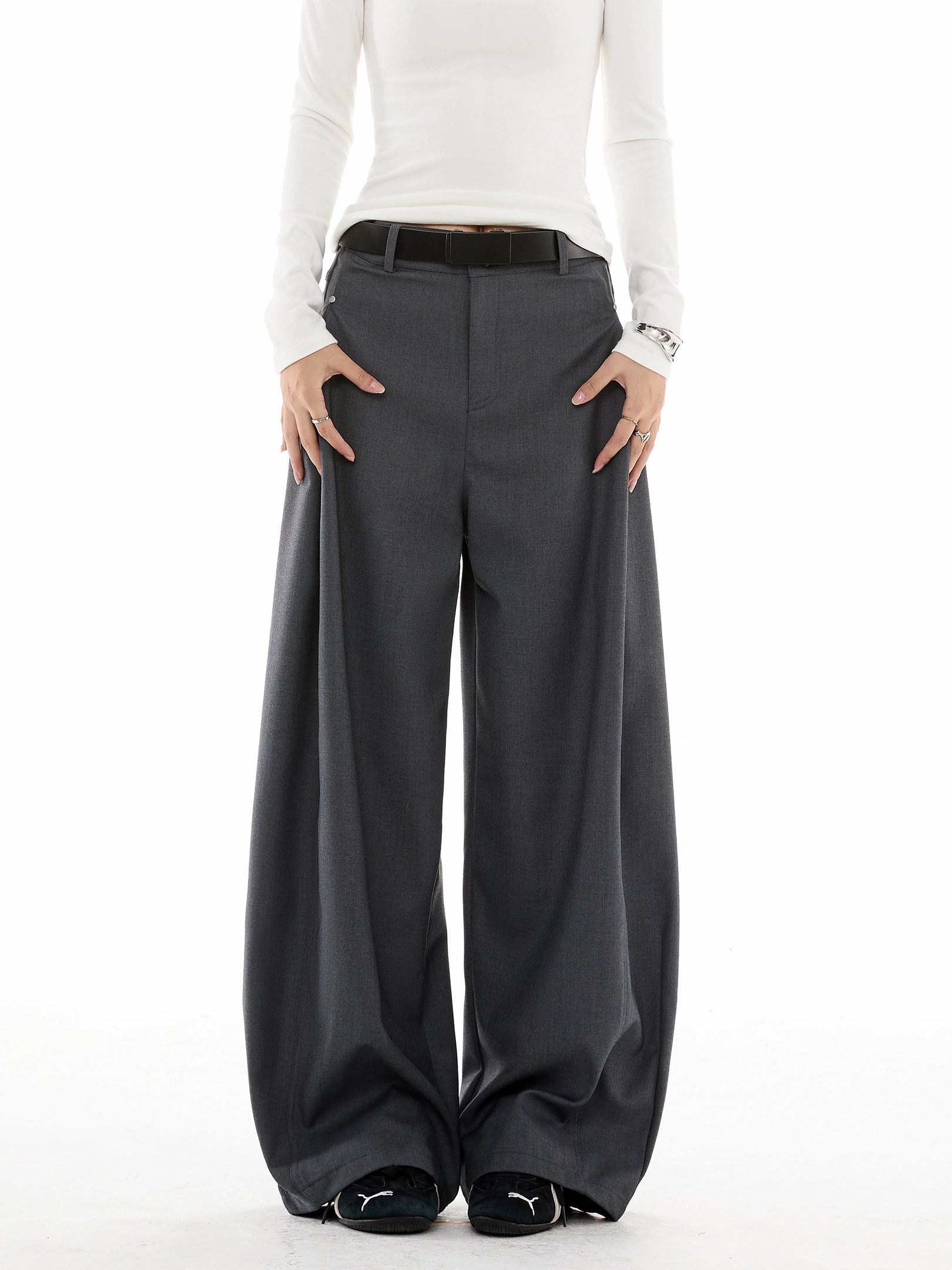 ICH MODE 美式复古宽松直筒休闲裤女新款阔腿裤百搭运动裤西装裤