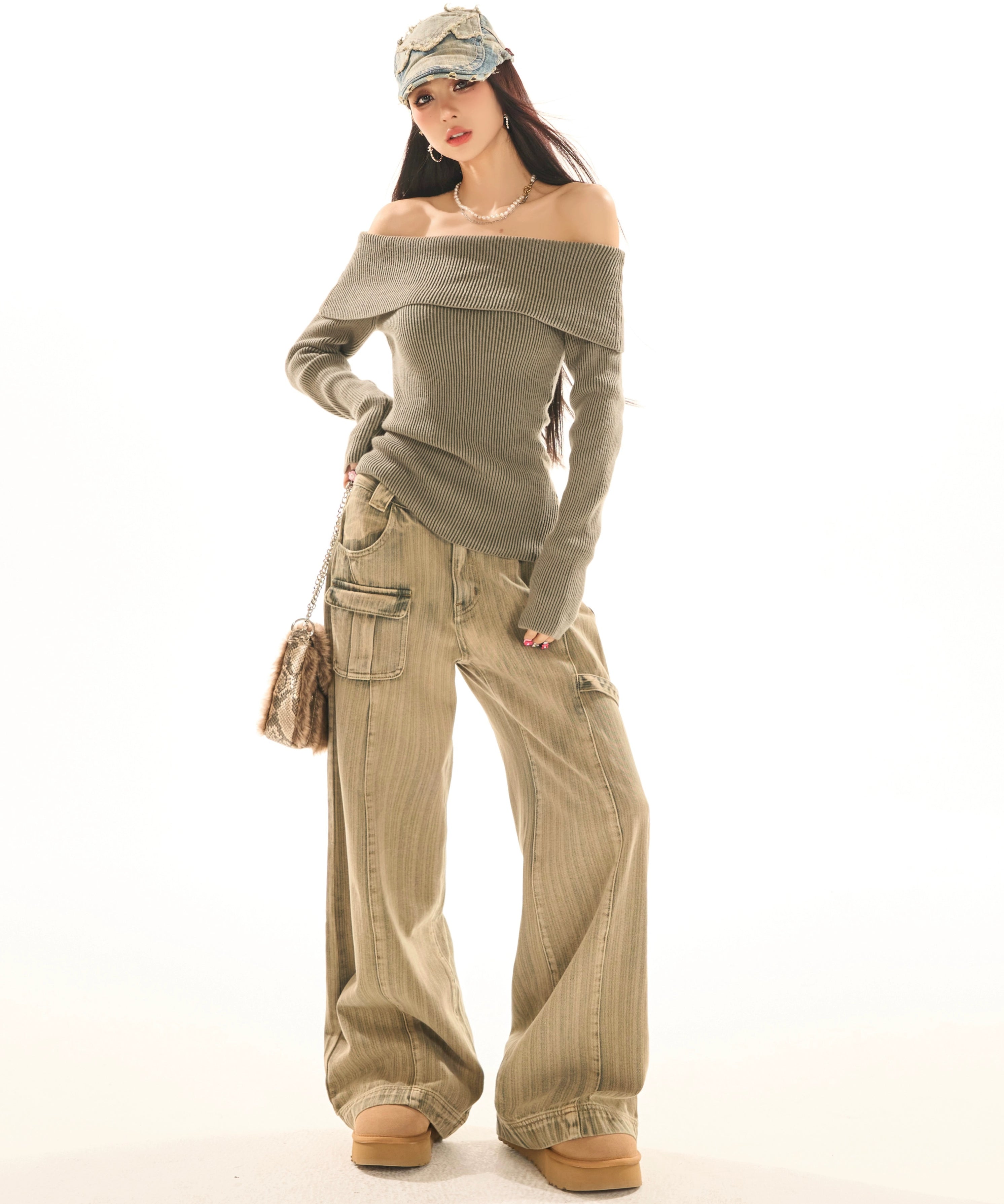 野生zerocircle怀旧色复古直筒牛仔裤女春显瘦宽松阔腿设计感裤子