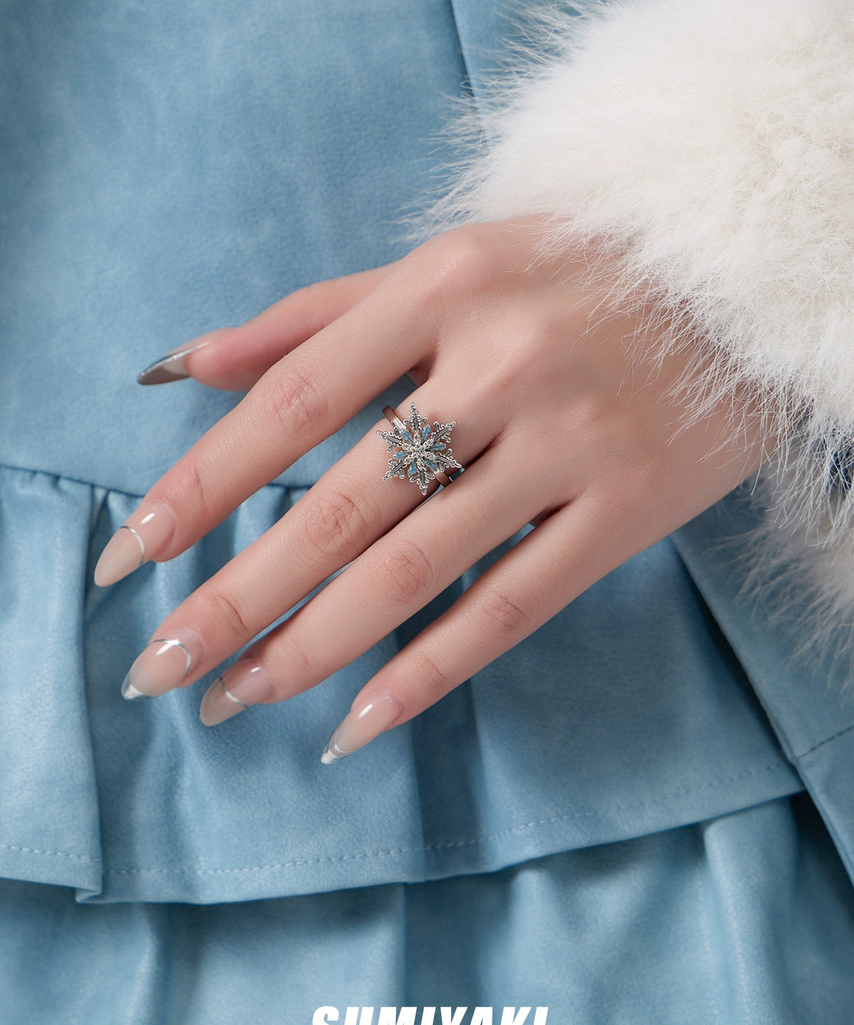 摸鱼神器! SUMIYAKI 会旋转的雪花开口戒指小众高级感 好看又好玩