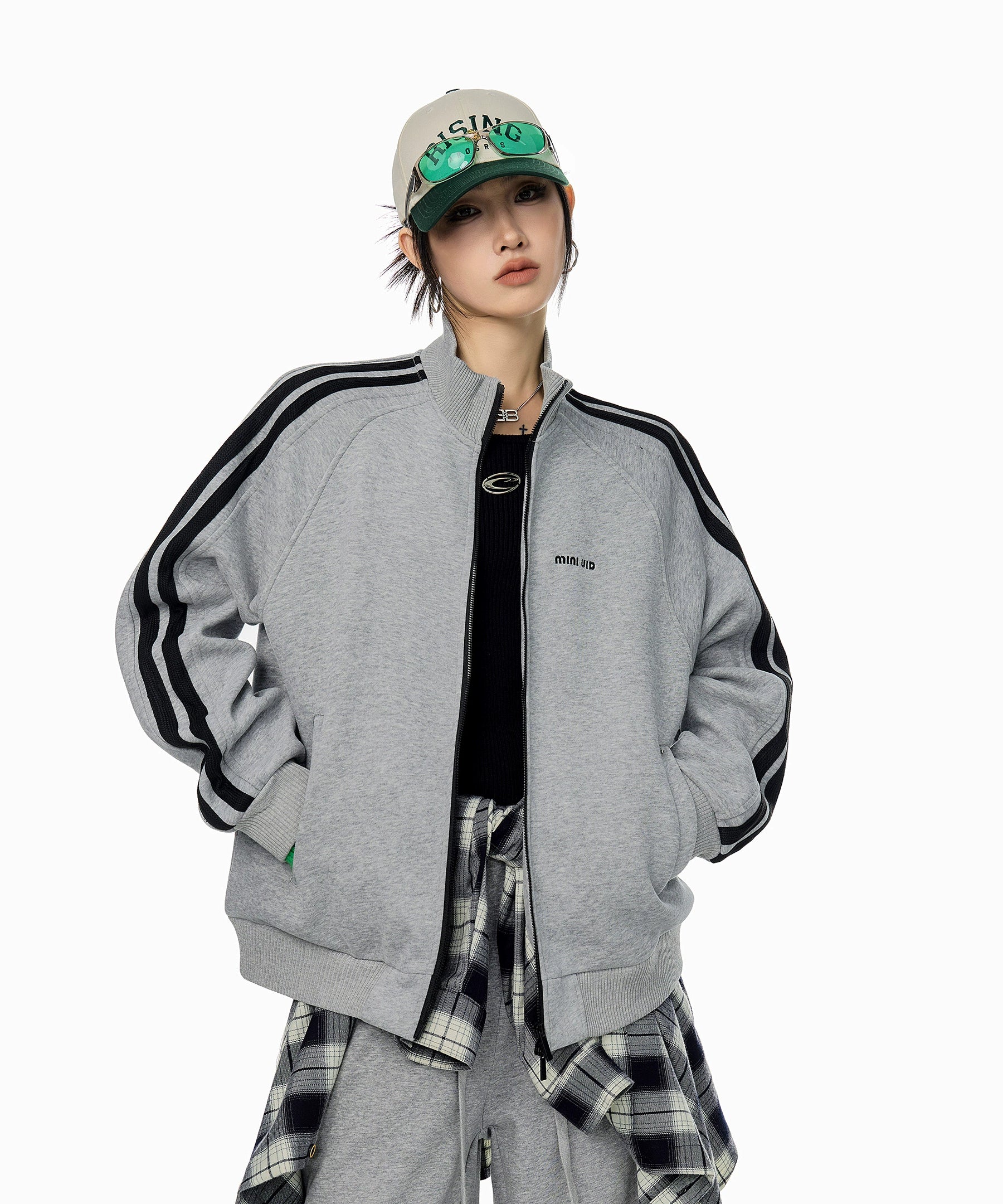 ICH MODE 美式复古卫衣外套女秋冬2025新款宽松休闲运动开衫上衣