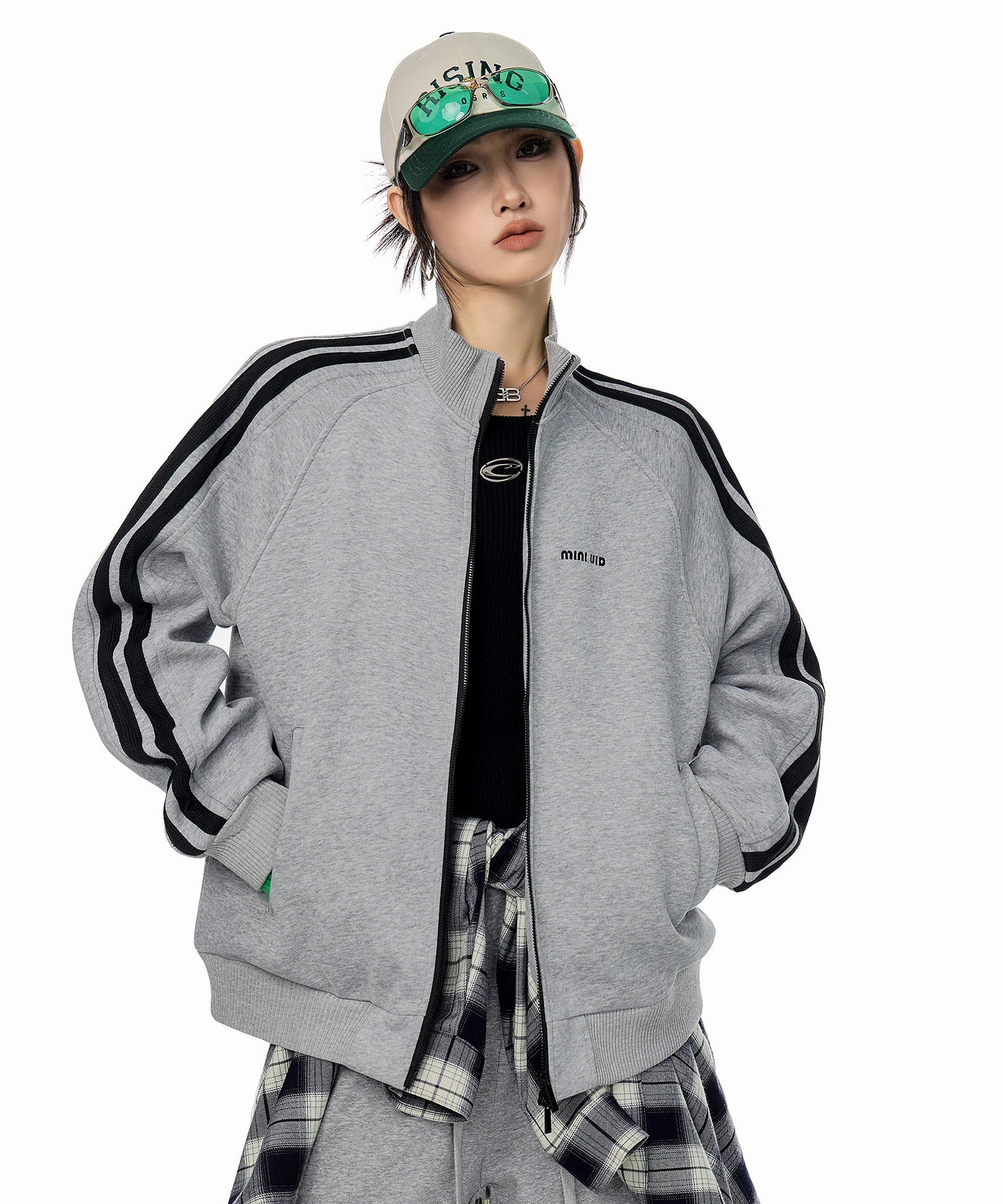 ICH MODE 美式复古卫衣外套女秋冬2025新款宽松休闲运动开衫上衣