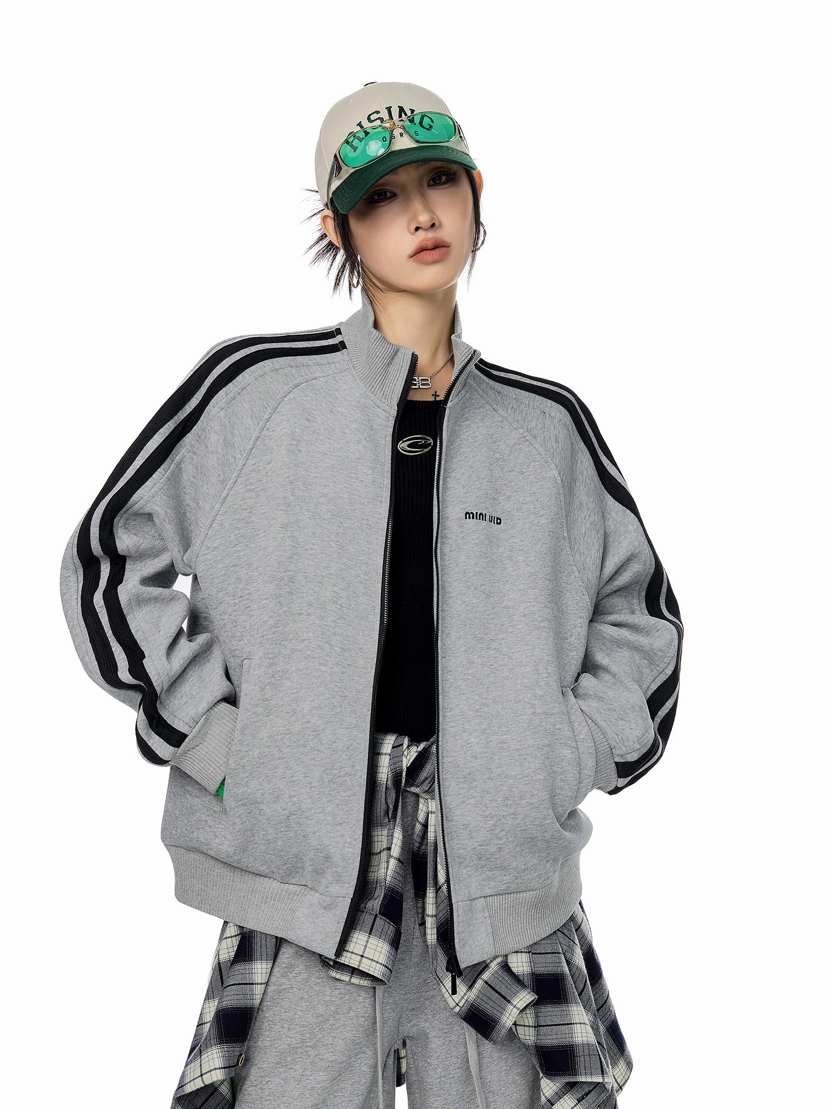 ICH MODE 美式复古卫衣外套女秋冬2025新款宽松休闲运动开衫上衣