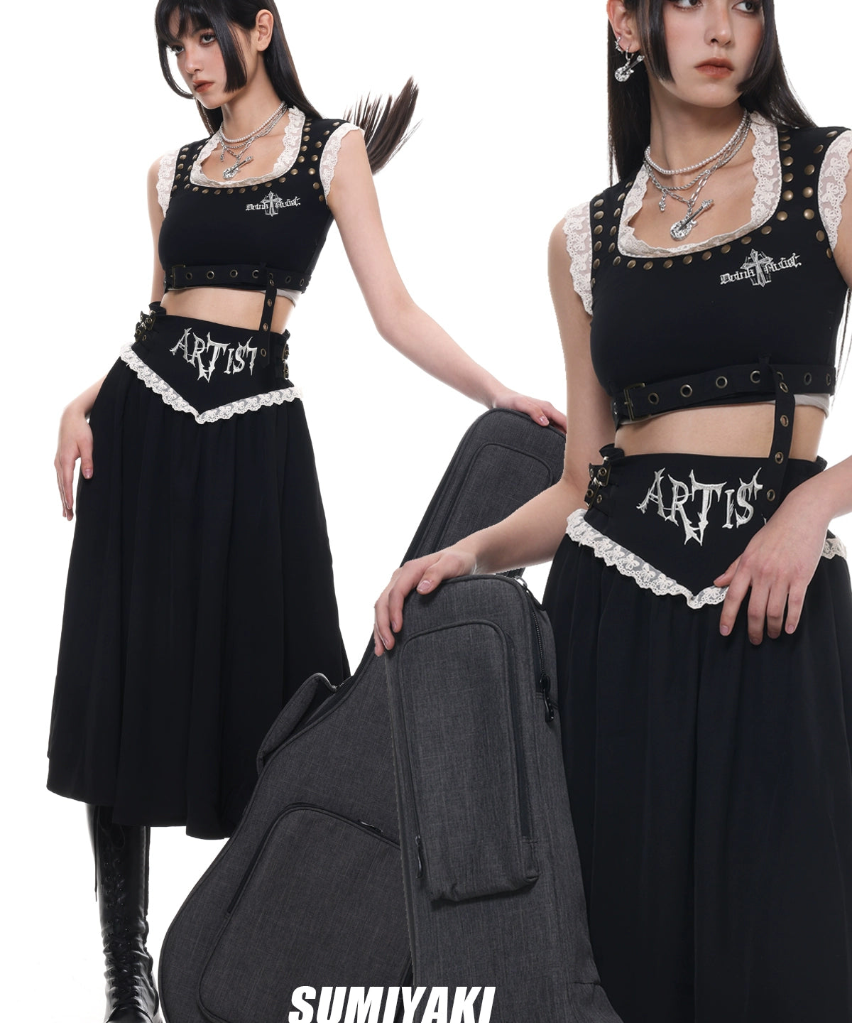 音乐节bi备！SUMIYAKI"五杀摇滚"吉他系列s925耳环朋克摇滚耳饰