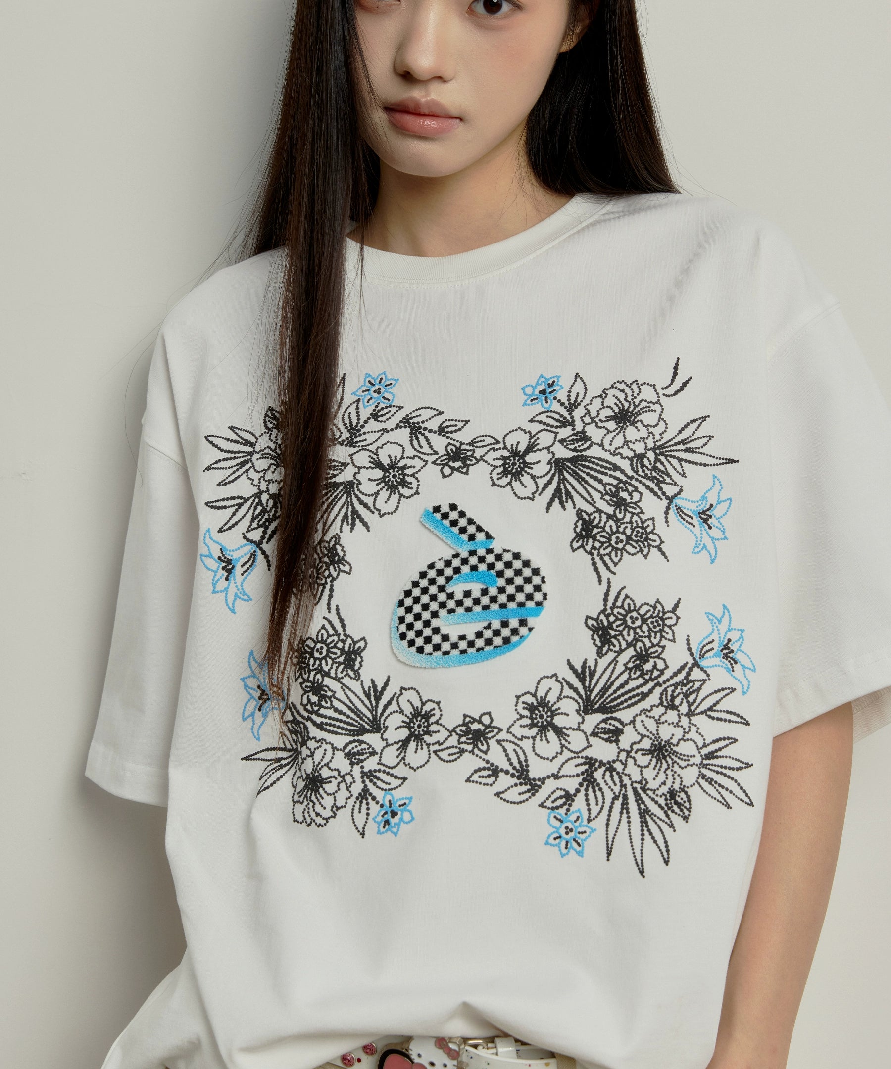 “繁花”| eeee夏日繁花短袖设计感珠点牙刷绣字母T恤情侣装夏季