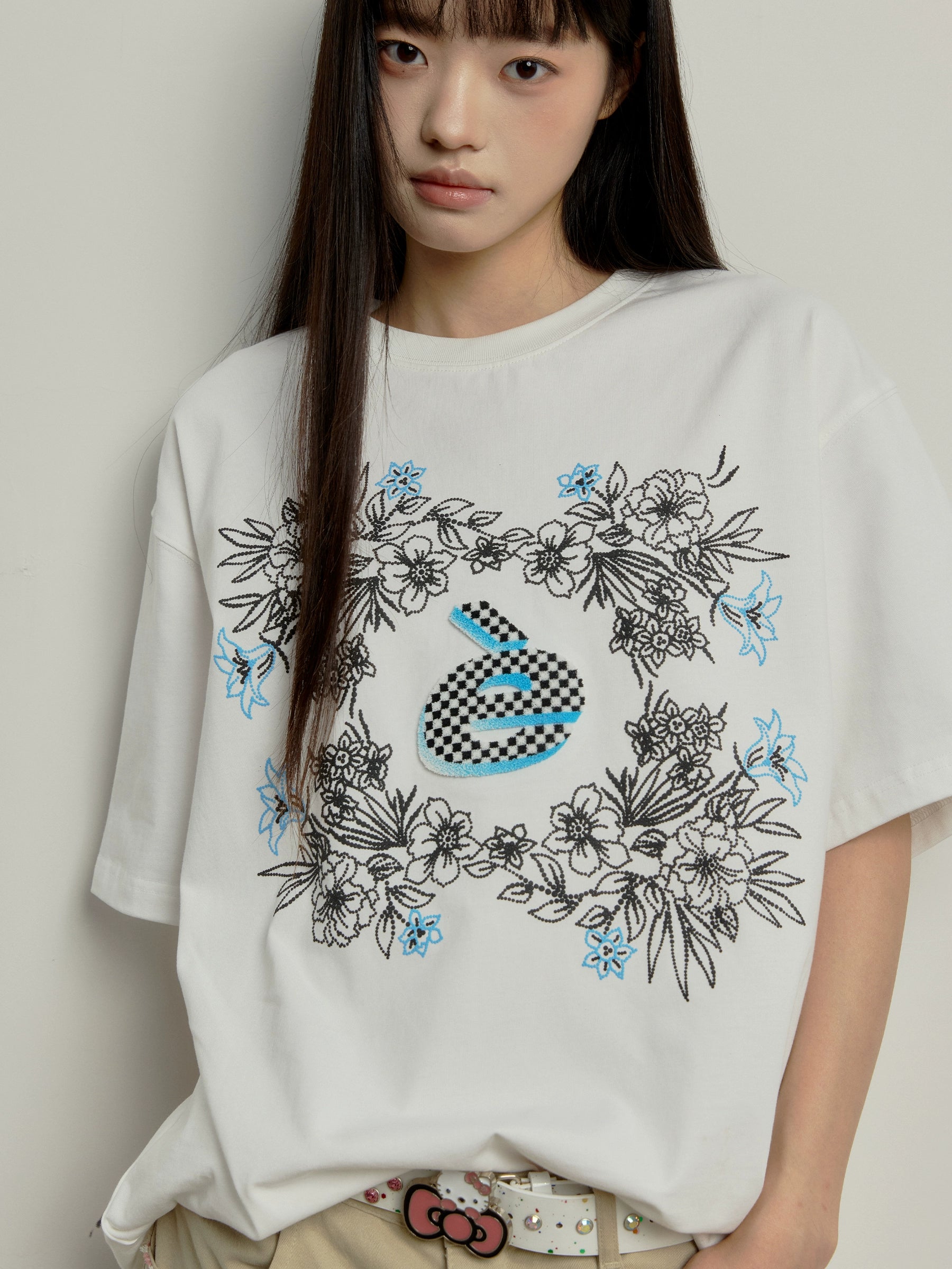 “繁花”| eeee夏日繁花短袖设计感珠点牙刷绣字母T恤情侣装夏季