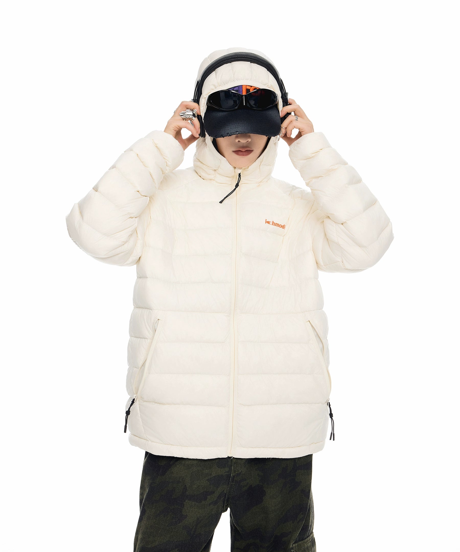 ICH MODE 90白鸭绒美式复古轻薄排骨羽绒服女冬季保暖连帽短外套