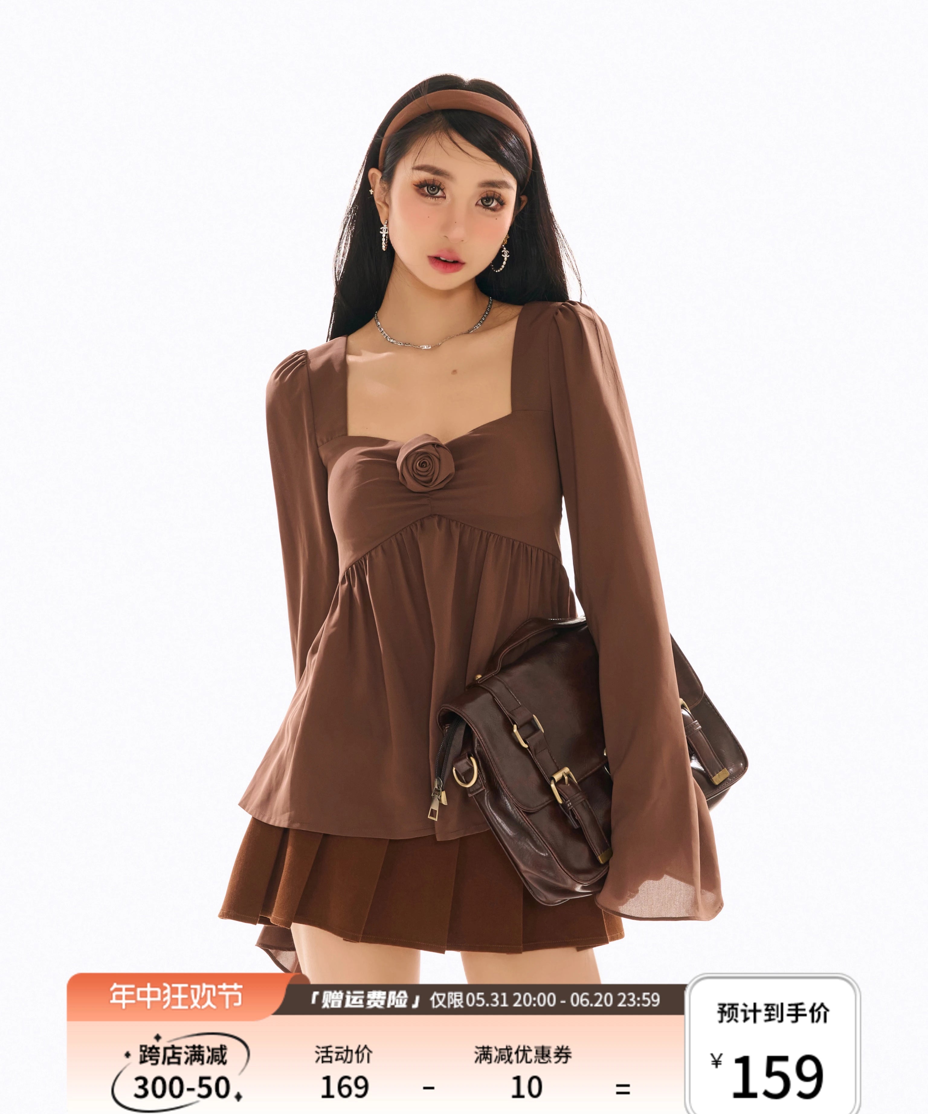 野生zerocircle红色法式别致小衫女春辣妹小众显瘦花朵喇叭袖上衣