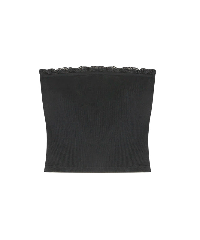 野生zero 辣妹抹胸女夏季黑色套装裙蕾丝外穿上衣直筒开叉长裙子