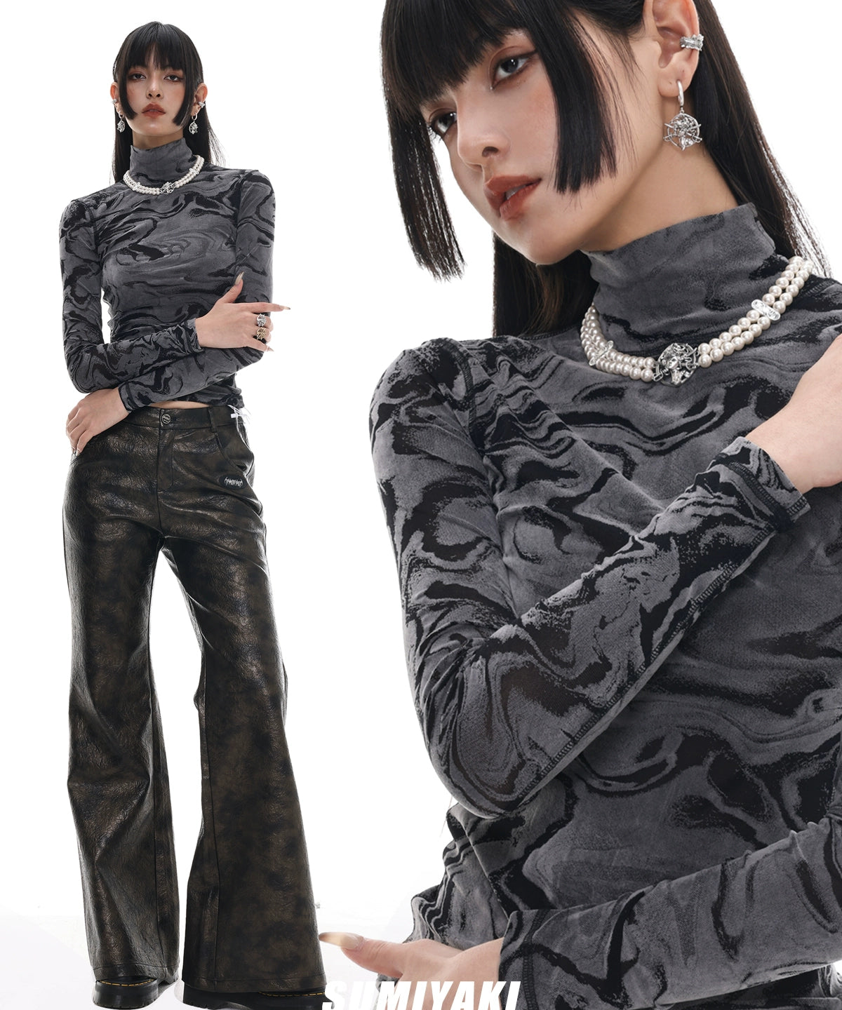 适合酷女孩 ! SUMIYAKI美式浪漫珍珠项链女复古做旧轻奢旧锁骨链