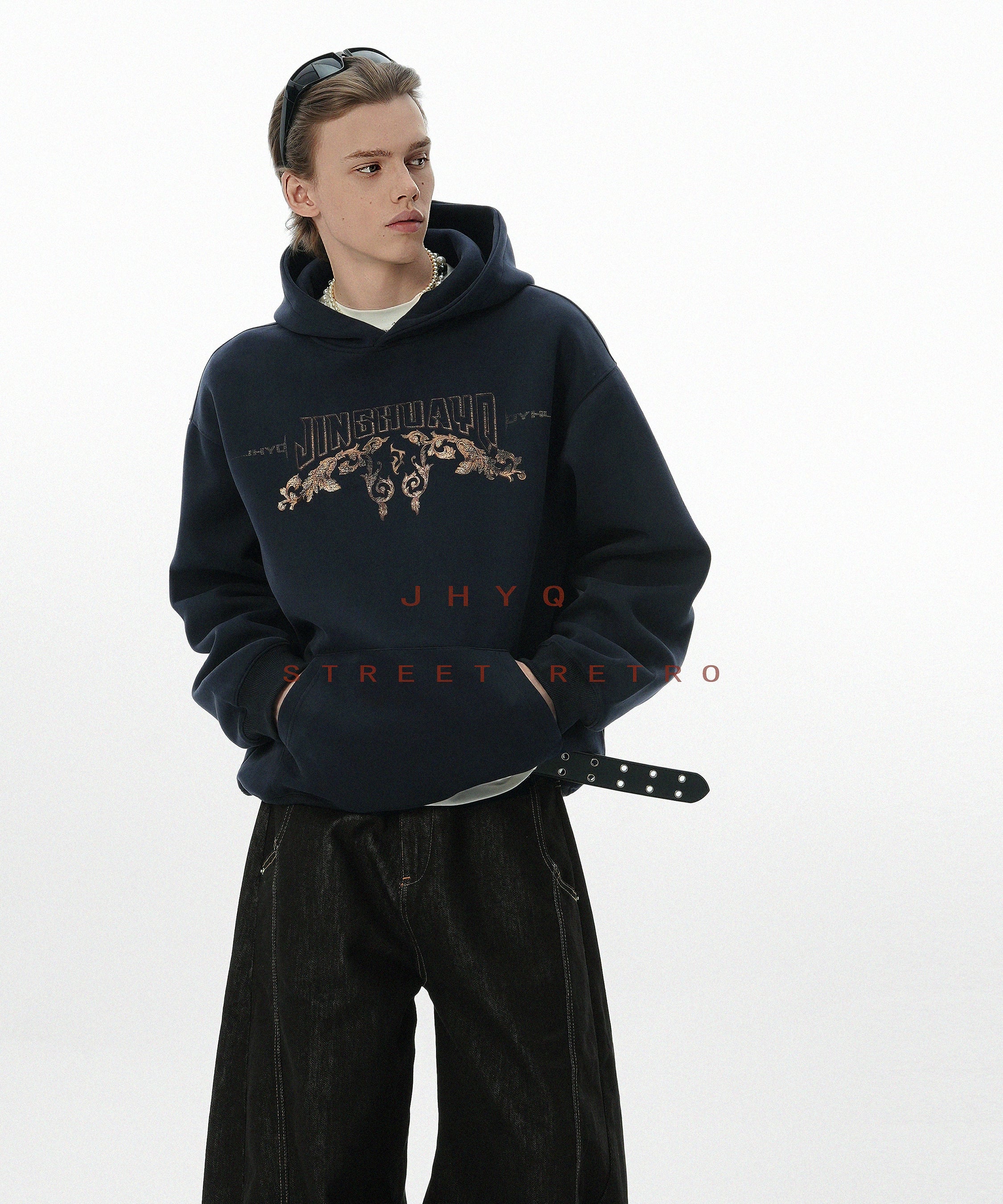 青花瓷丨JHYQ秋季新款400G重磅连帽卫衣男休闲百搭套头情侣帽衫