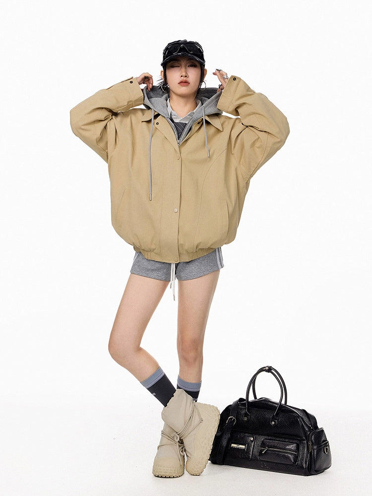 ICH MODE 美式复古哈灵顿外套女2025秋冬季新款翻领开衫夹克上衣