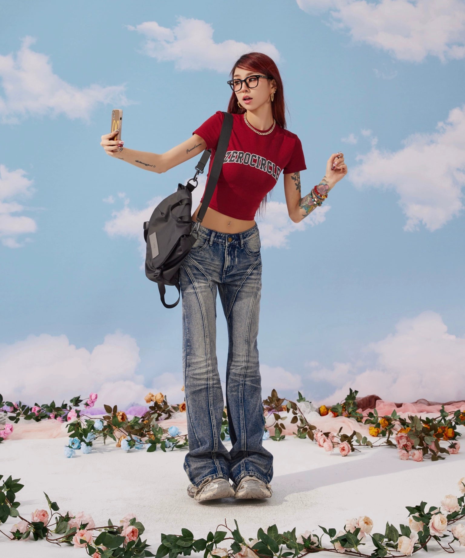 野生zerocircle军绿棕色短袖t恤女夏abg辣妹修身显瘦正肩短款上衣