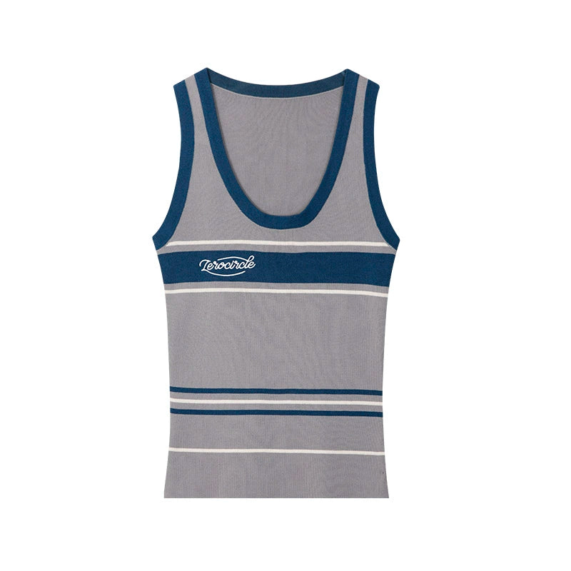 野生zerocircle条纹背心女夏外穿设计感小众辣妹修身显瘦无袖上衣