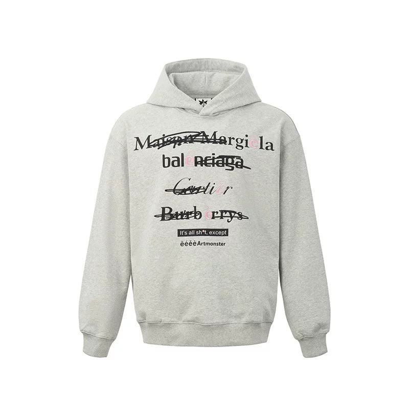 eeeeArtmonster创意"恶搞"标语美式连帽卫衣男女高街ins情侣帽衫