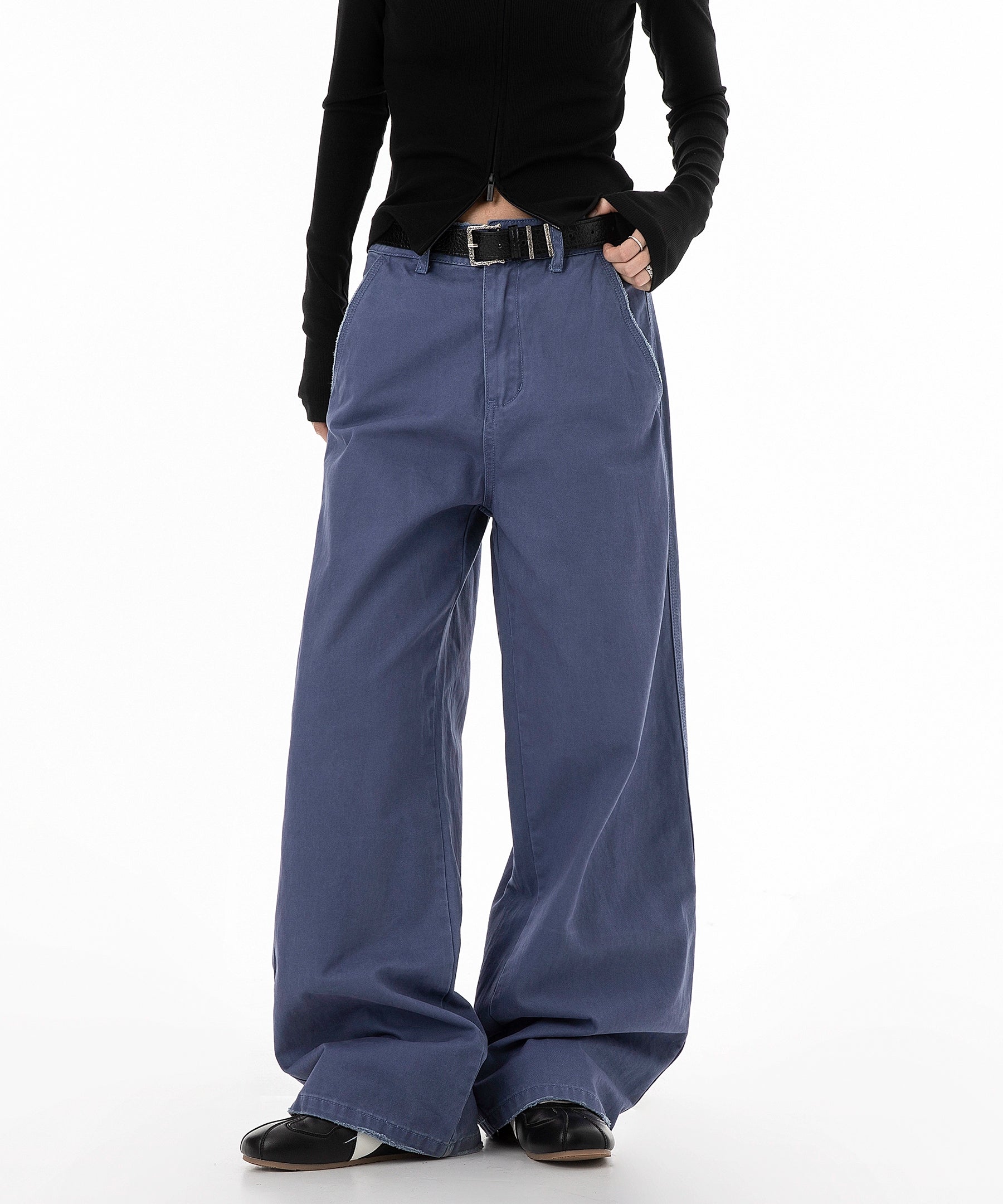 ICH MODE 美式复古水洗直筒裤女秋冬宽松阔腿裤工装休闲裤牛仔裤