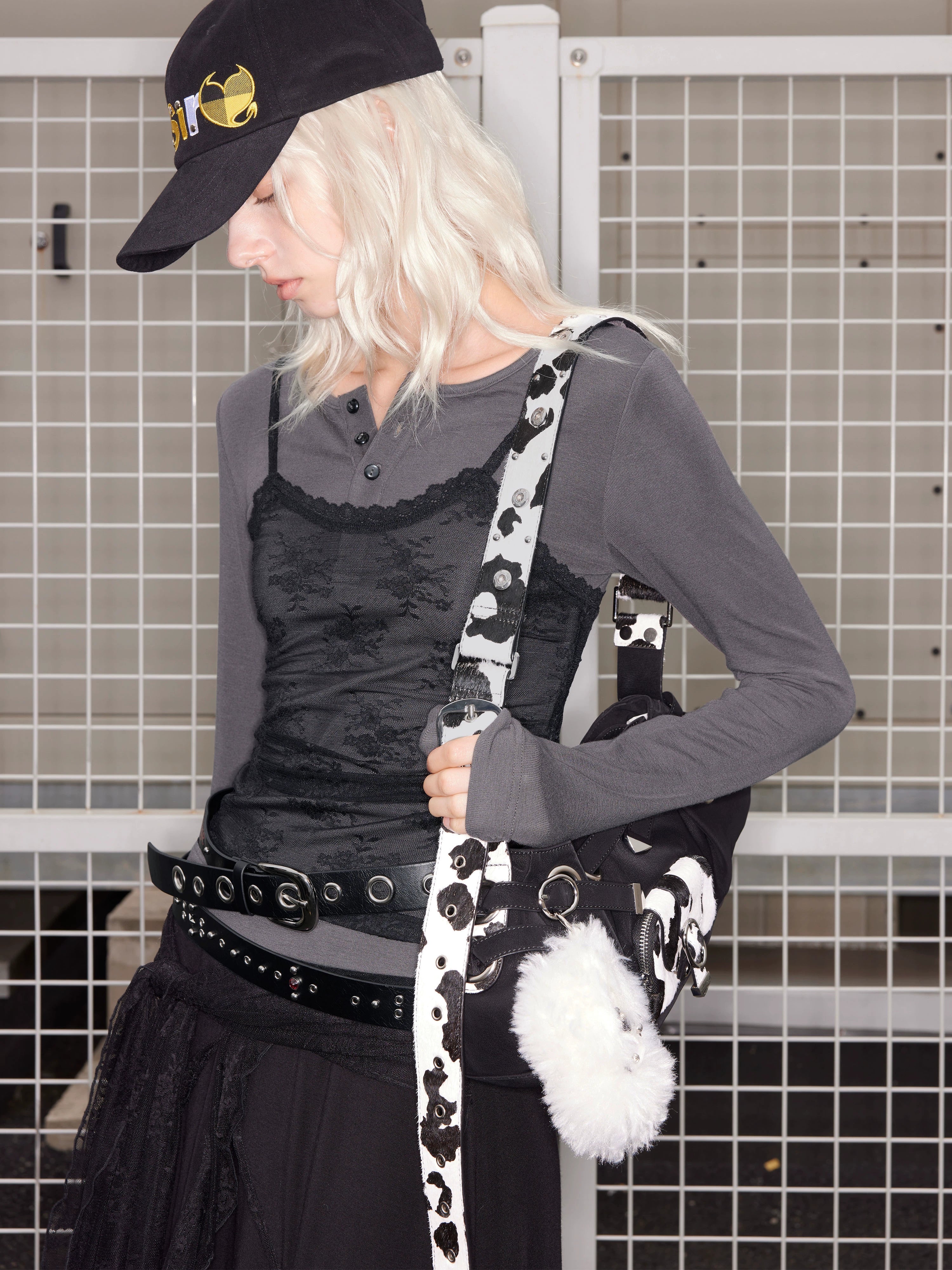 2th Desire莱赛尔蕾丝撞色拼接真两件羊毛针织长袖打底内搭上衣女