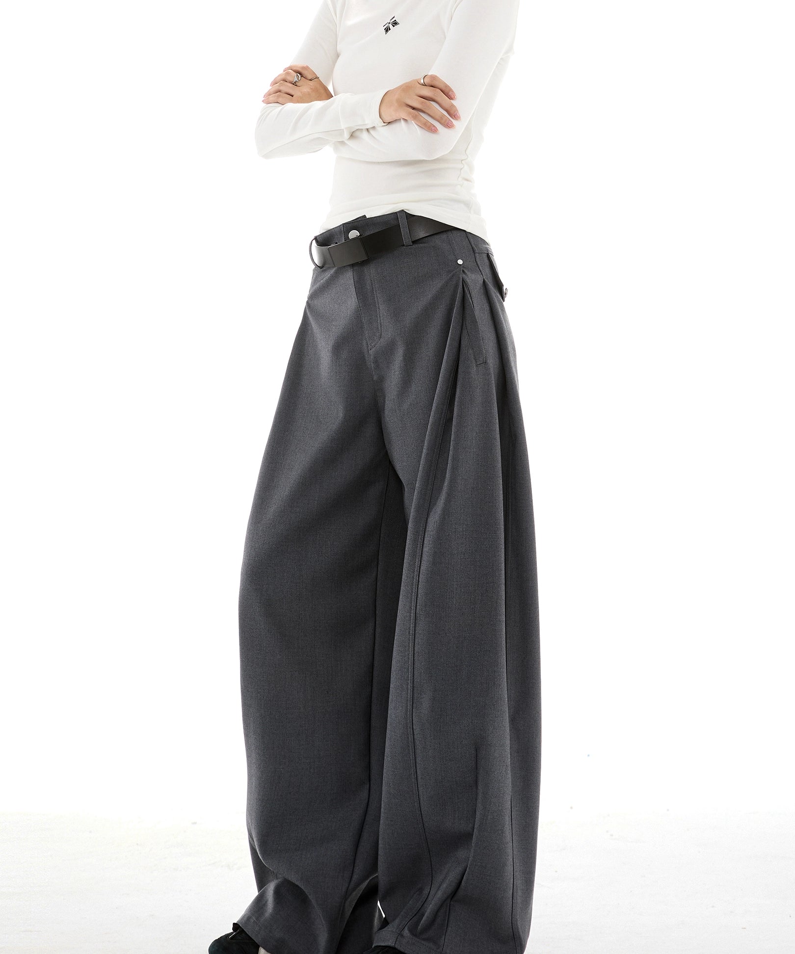 ICH MODE 美式复古宽松直筒休闲裤女新款阔腿裤百搭运动裤西装裤