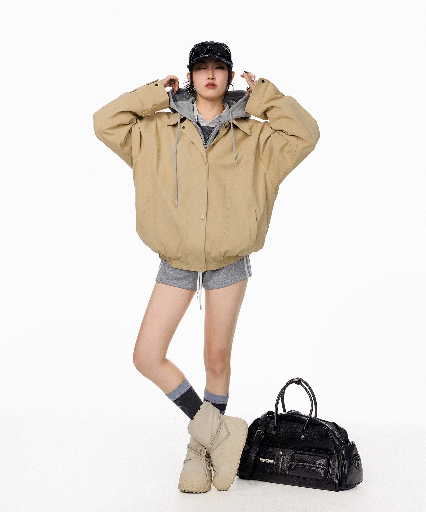 ICH MODE 美式复古哈灵顿外套女2025秋冬季新款翻领开衫夹克上衣