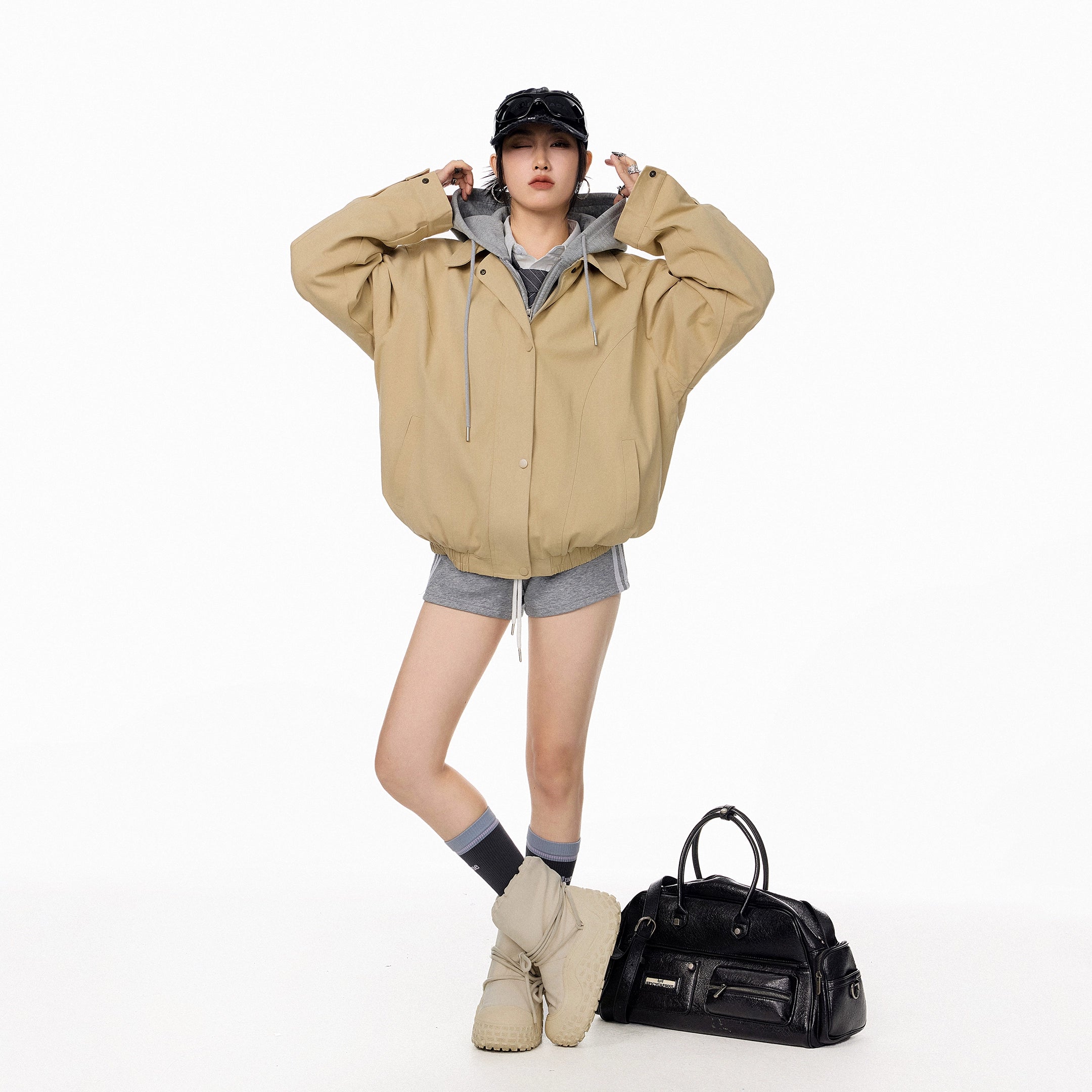 ICH MODE 美式复古哈灵顿外套女2025秋冬季新款翻领开衫夹克上衣