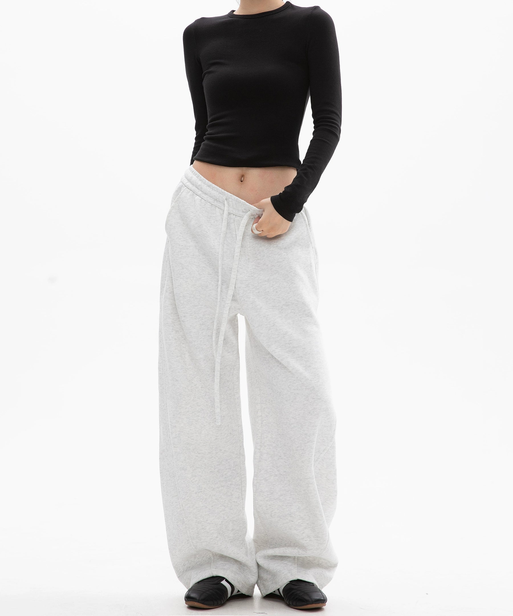 ICH MODE 美式加绒休闲裤女秋冬新款运动卫裤宽松直筒百搭阔腿裤