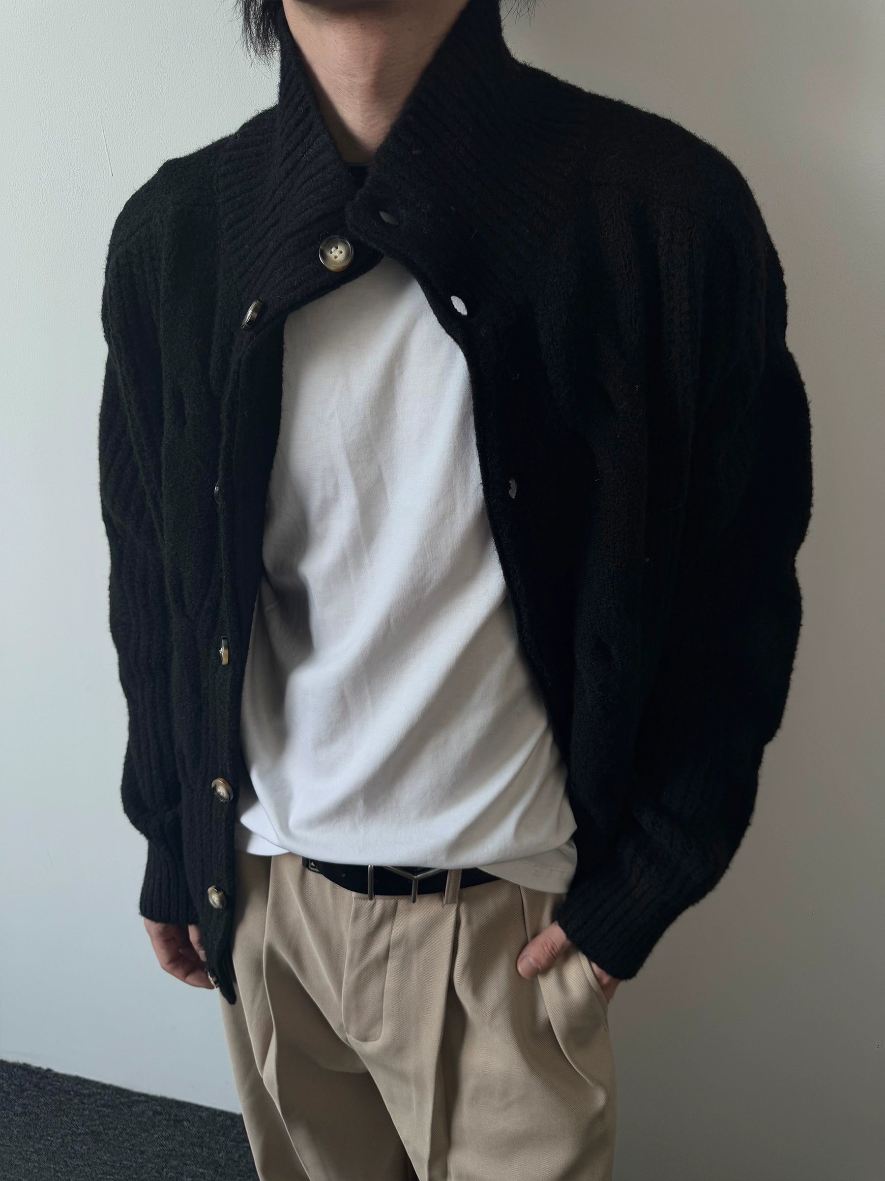 棉羊毛混纺保暖针织开衫毛衣老钱风秋冬通勤百搭TERRAINCOGNITA