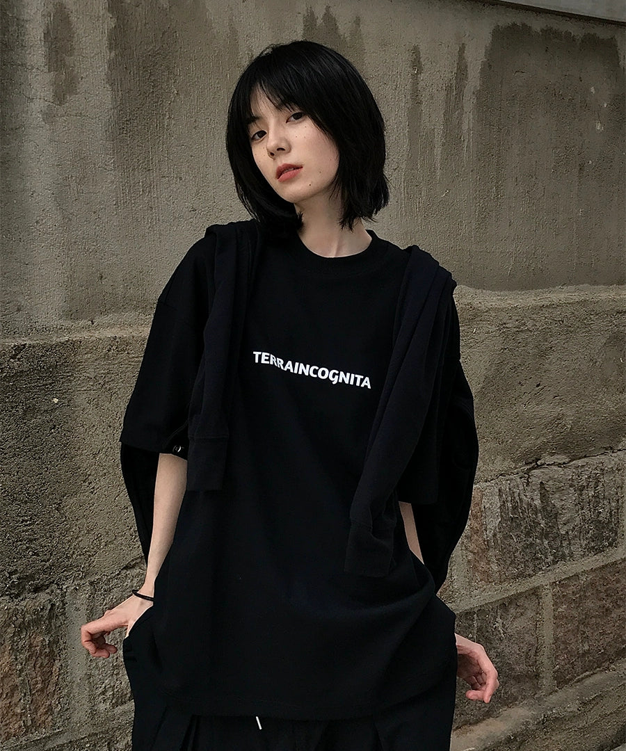 夏季六色"夜色渐浓"标语 基础短袖圆领T恤男女TERRAINCOGNITA