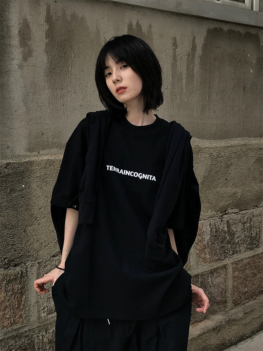 夏季六色"夜色渐浓"标语 基础短袖圆领T恤男女TERRAINCOGNITA