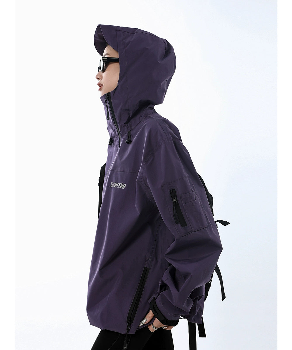 ICH MODE 斜拉链设计感小众户外机能风冲锋外套女百搭工装外套