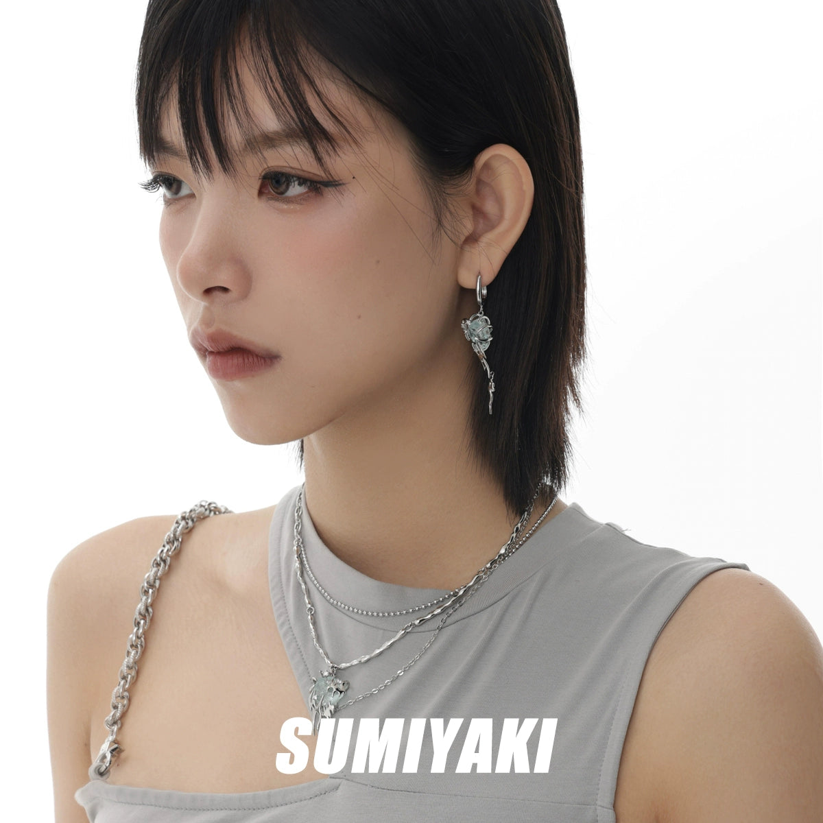 酷中带甜！SUMIYAKI 原创冰源狩狩猎冰川耳环小众高街设计感耳饰