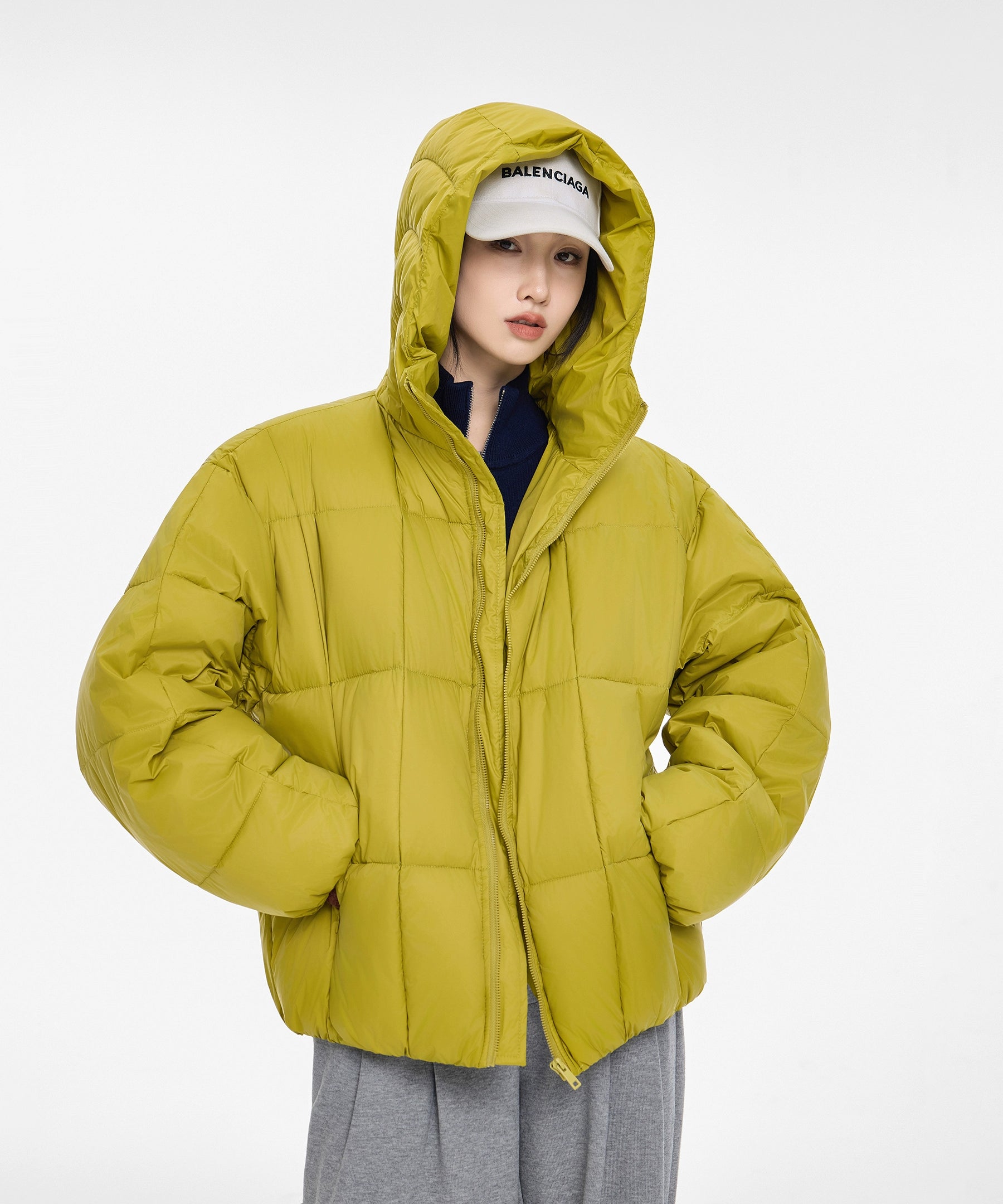 ICH MODE 90白鸭绒美式连帽羽绒服女冬季新款防寒保暖面包服外套