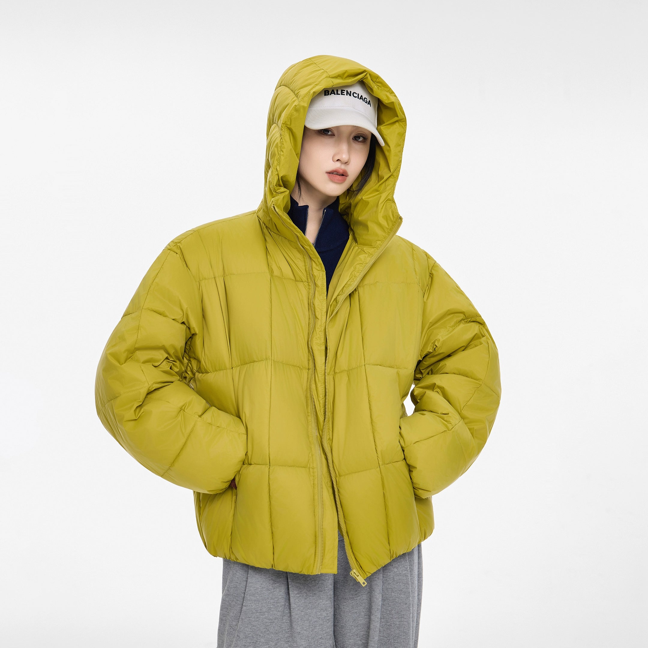 ICH MODE 90白鸭绒美式连帽羽绒服女冬季新款防寒保暖面包服外套