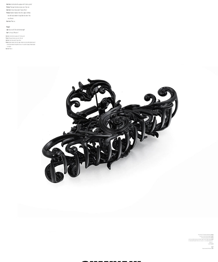 枪黑发饰！SUMIYAKI 法式复古立体雕花鲨鱼夹精致通勤百搭发饰