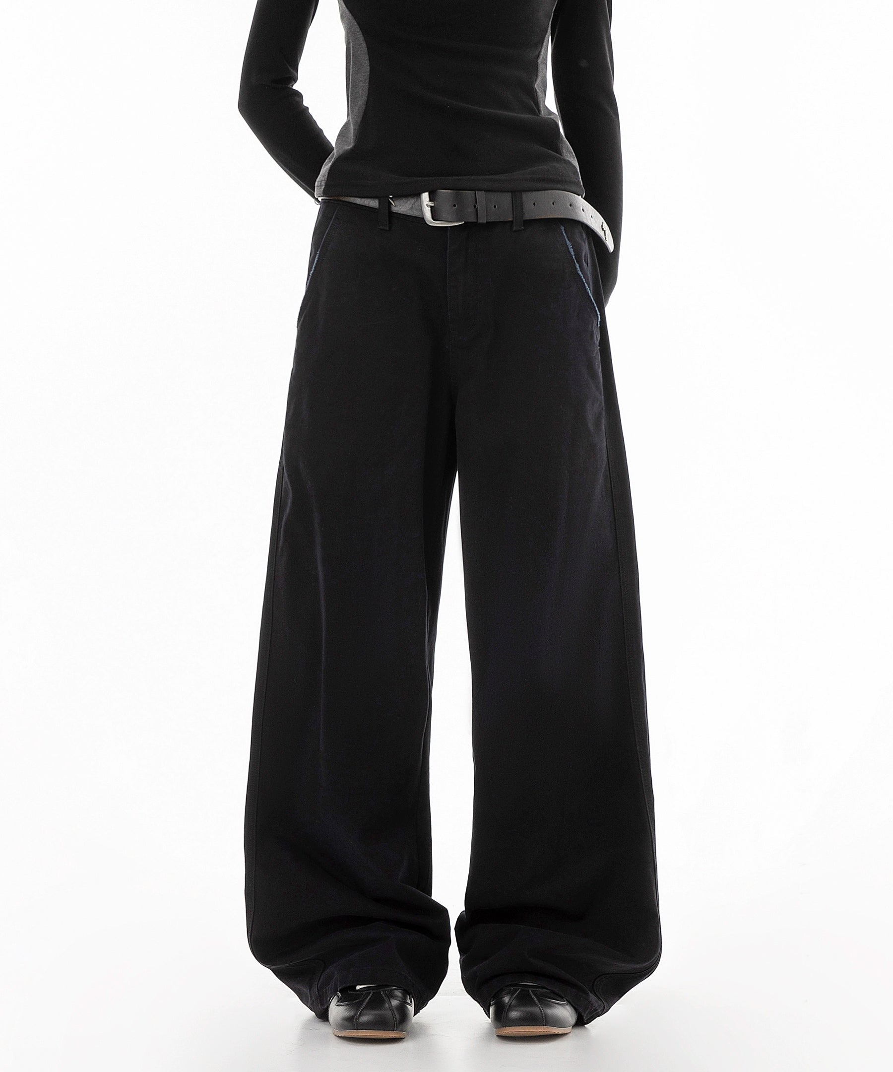 ICH MODE 美式复古水洗直筒裤女秋冬宽松阔腿裤工装休闲裤牛仔裤