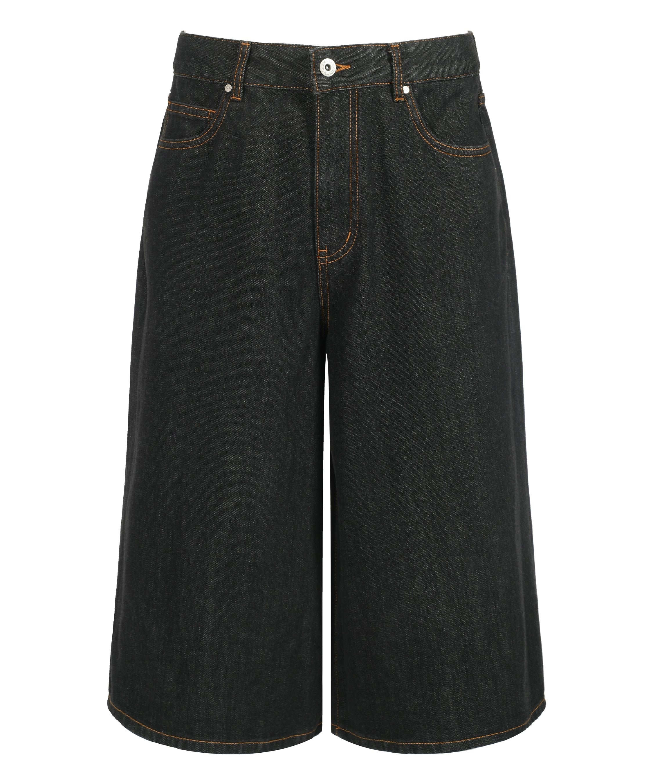 邓为明星同款宽松廓形水洗复古做旧七分牛仔短裤TERRAINCOGNITA