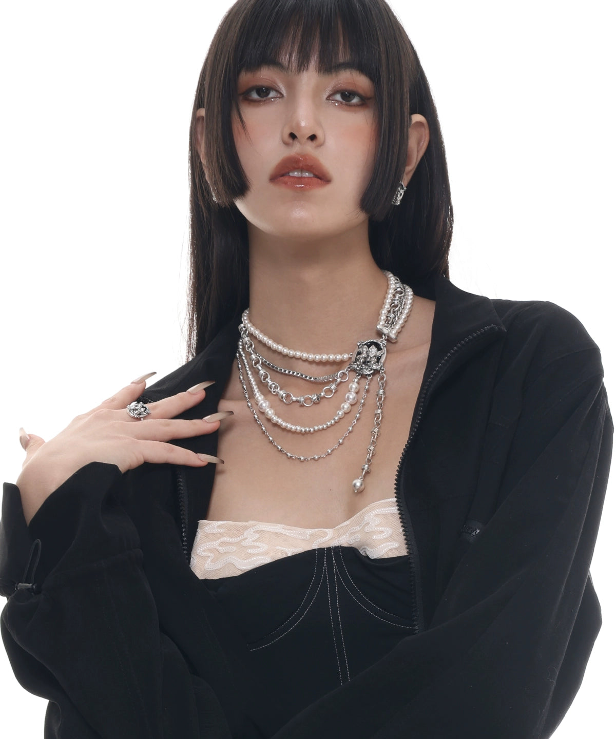 【金靖同款】SUMIYAKI复古美式多层珍珠项链叠戴小众颈链明星同款