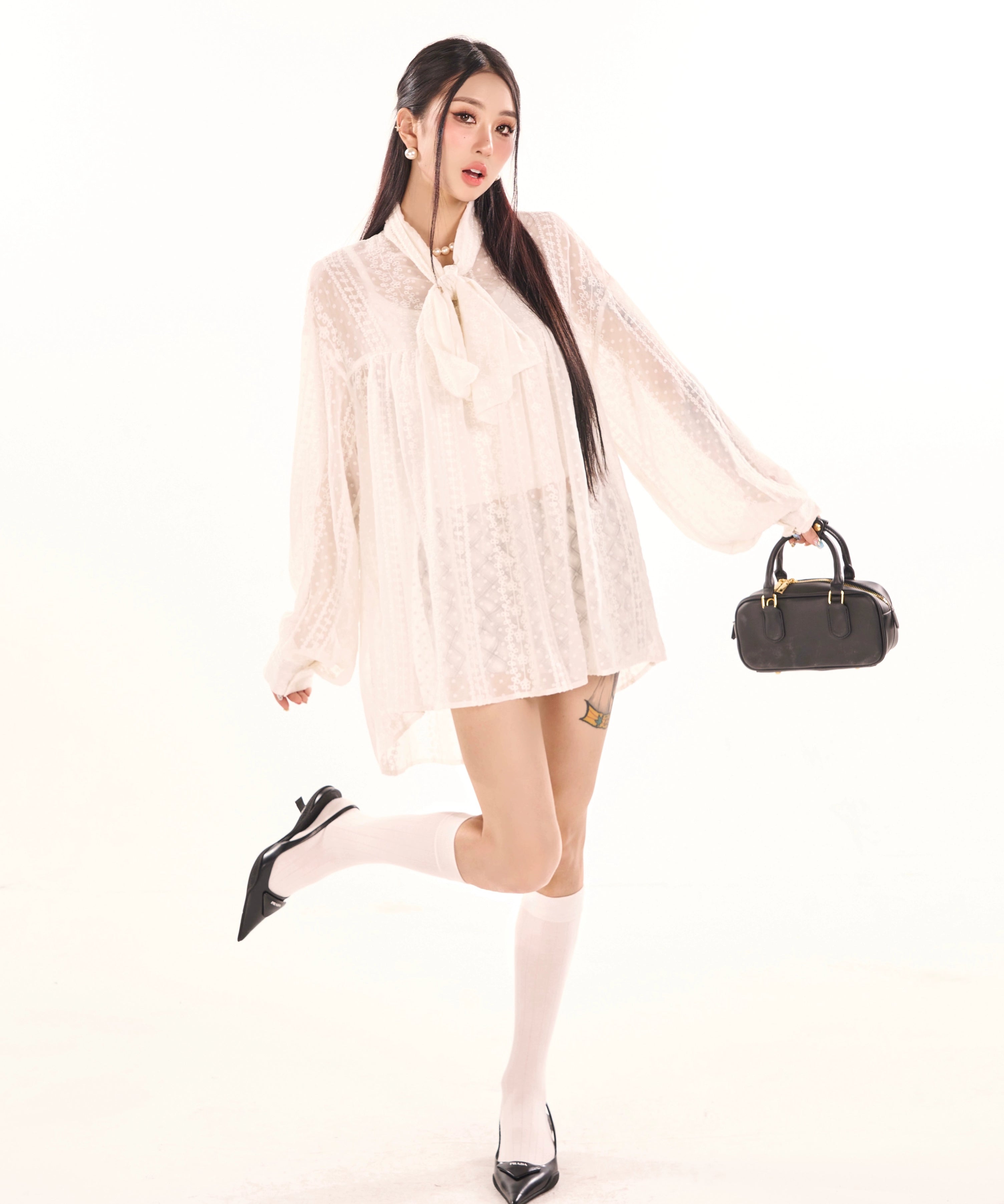 野生zerocircle白色衬衫叠穿两件套春秋吊带背心内搭宽松绑带上衣