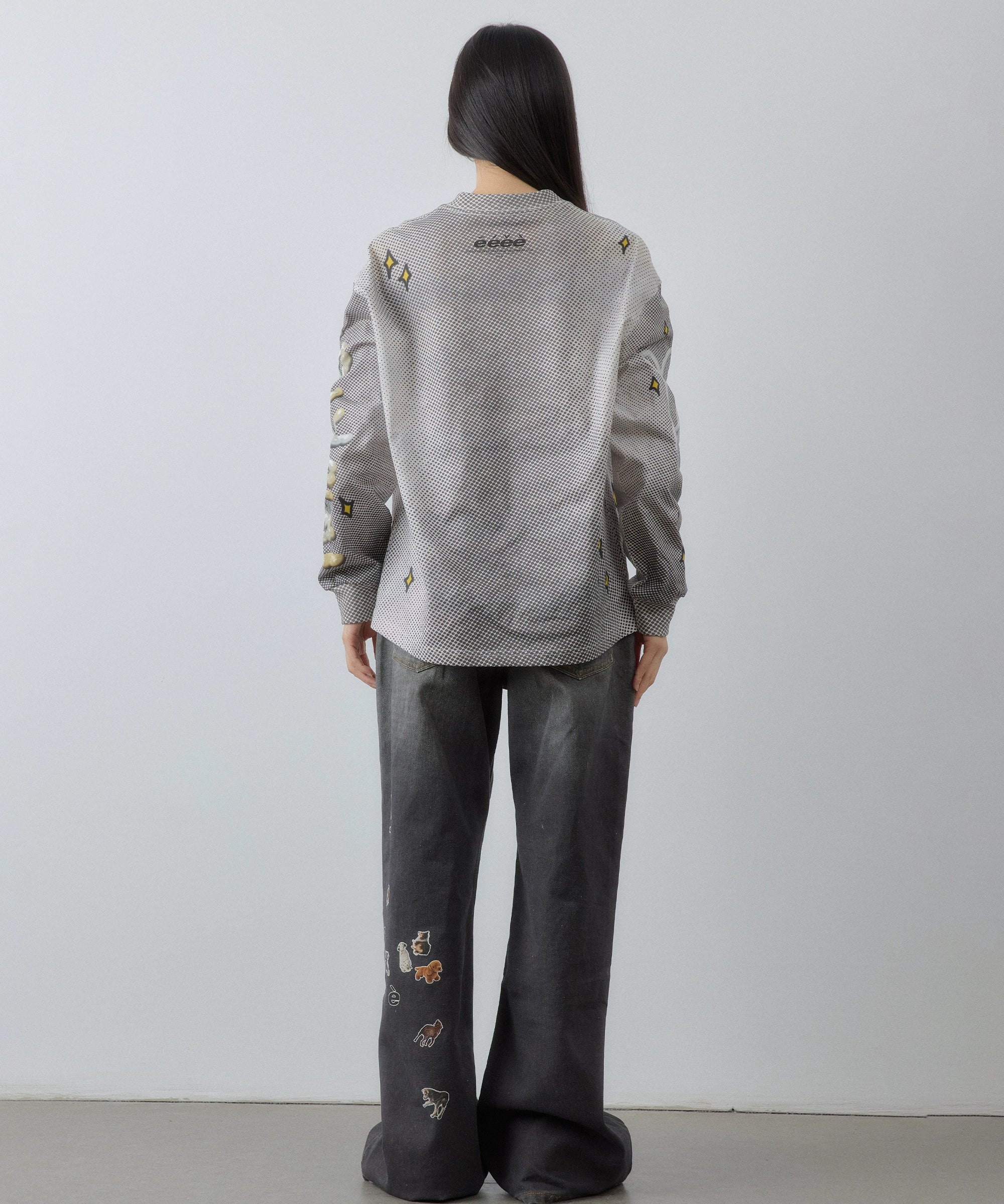 “礼帽兔子”| eeee设计感手绘涂鸦插画T恤3D字母满印波点长袖TEE