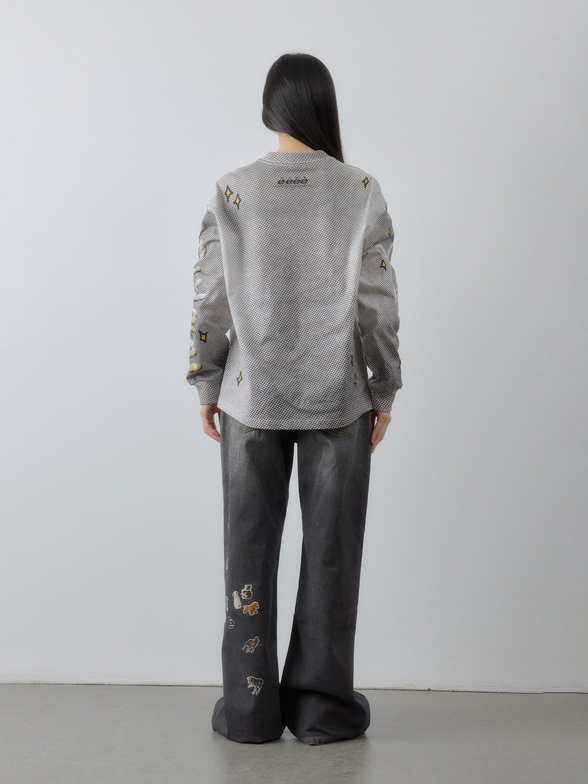 “礼帽兔子”| eeee设计感手绘涂鸦插画T恤3D字母满印波点长袖TEE