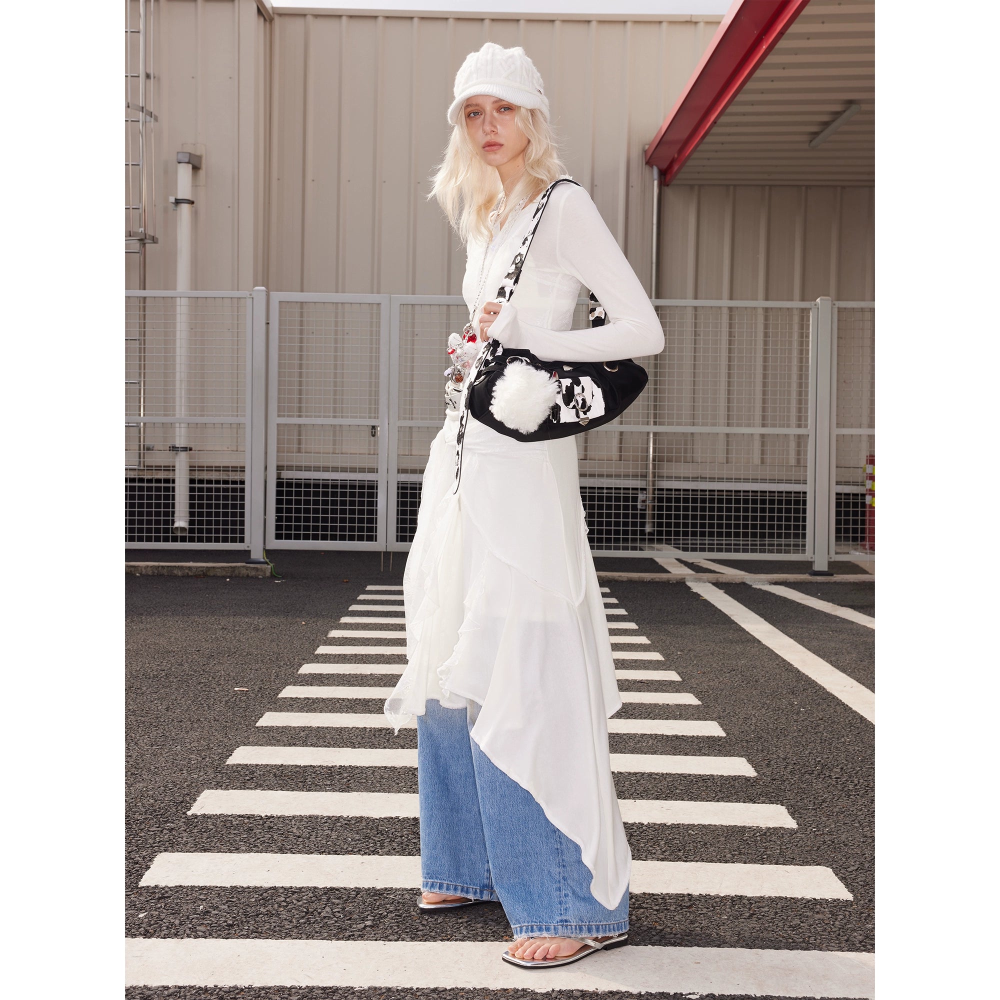 【季末七折】2th Desire重工真皮马毛设计腋下包气眼铆钉斜挎饺包