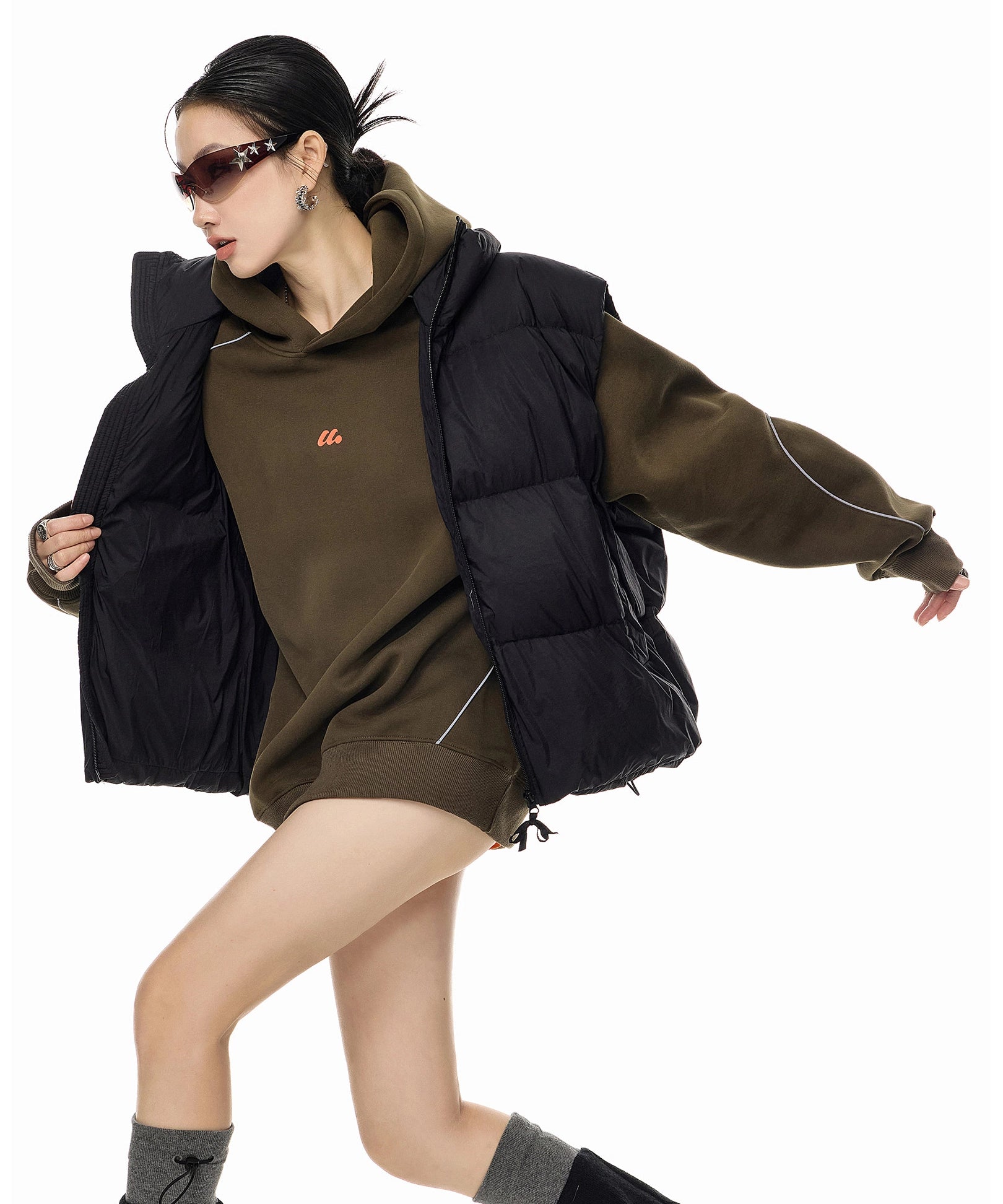 ICH MODE 美式复古宽松连帽卫衣女2025新款秋冬重磅休闲运动上衣