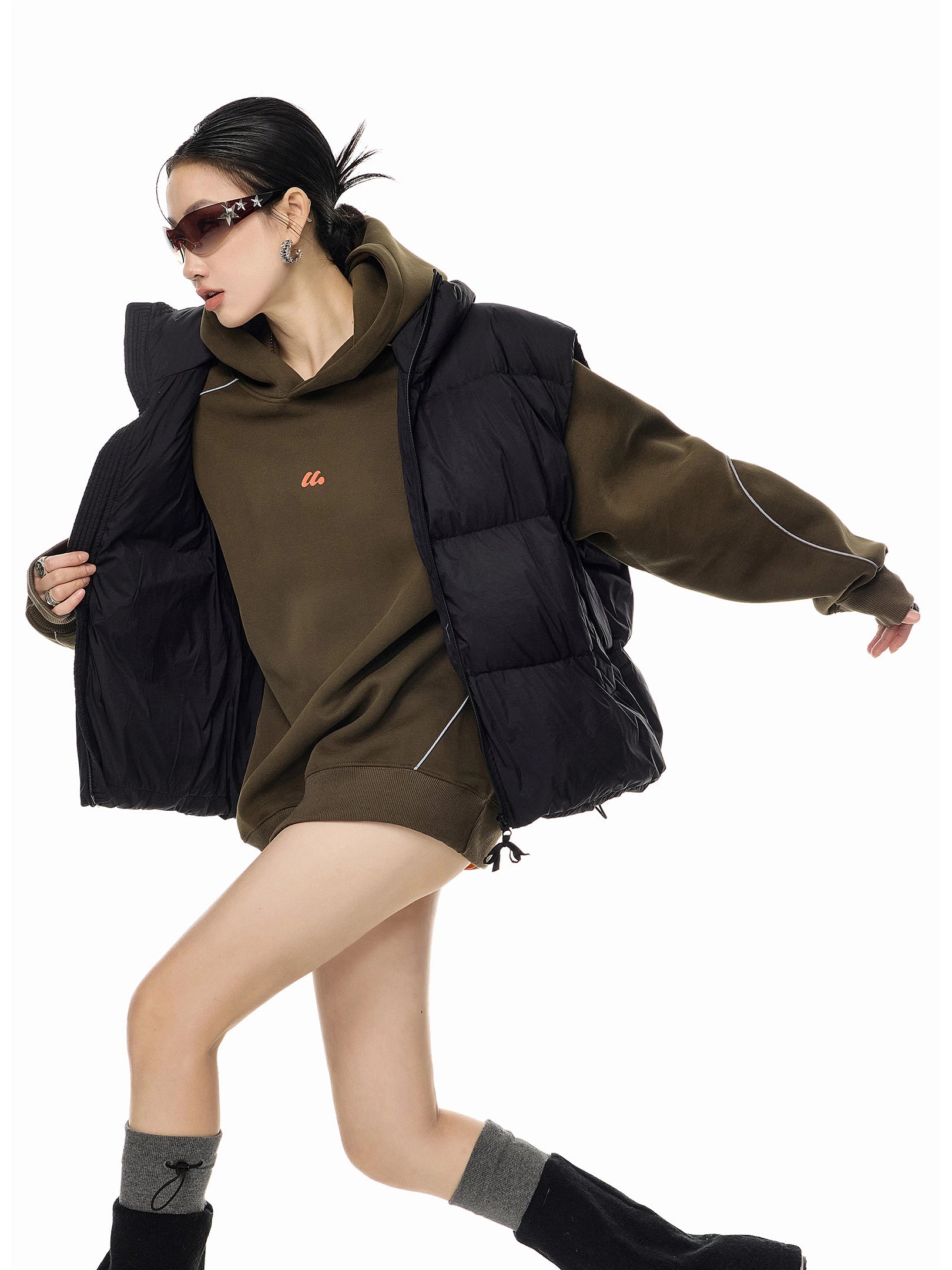 ICH MODE 美式复古宽松连帽卫衣女2025新款秋冬重磅休闲运动上衣